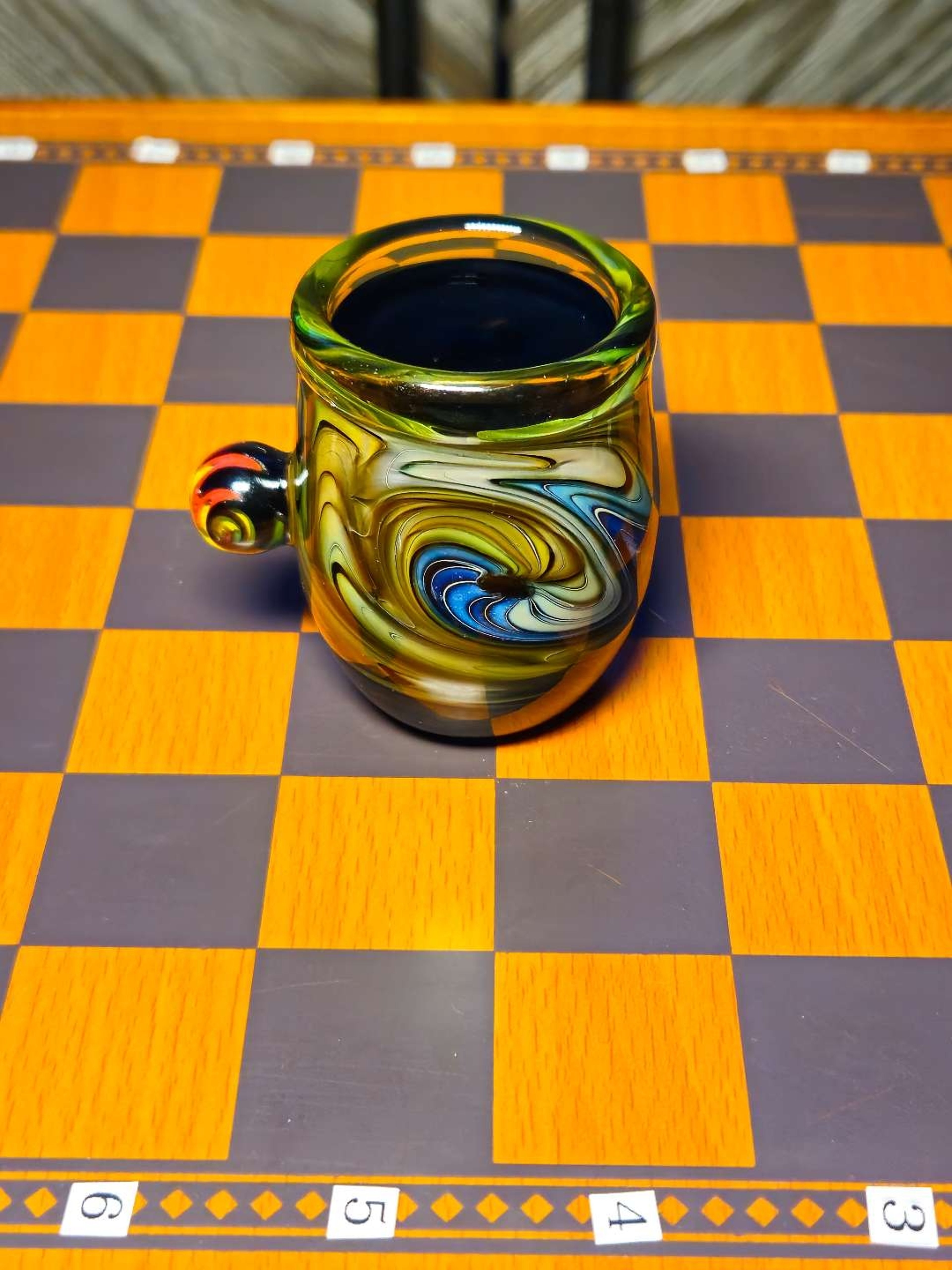 Preview pic of Q Tip Jar Onyx fumed with silver and gold