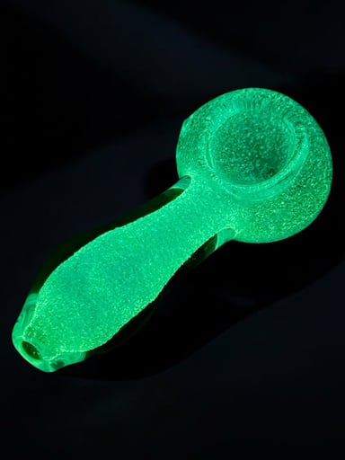 Preview pic of 3.5” Glow-in-the-Dark Hand-Blown Glass Pipe – Frosted Ice Design