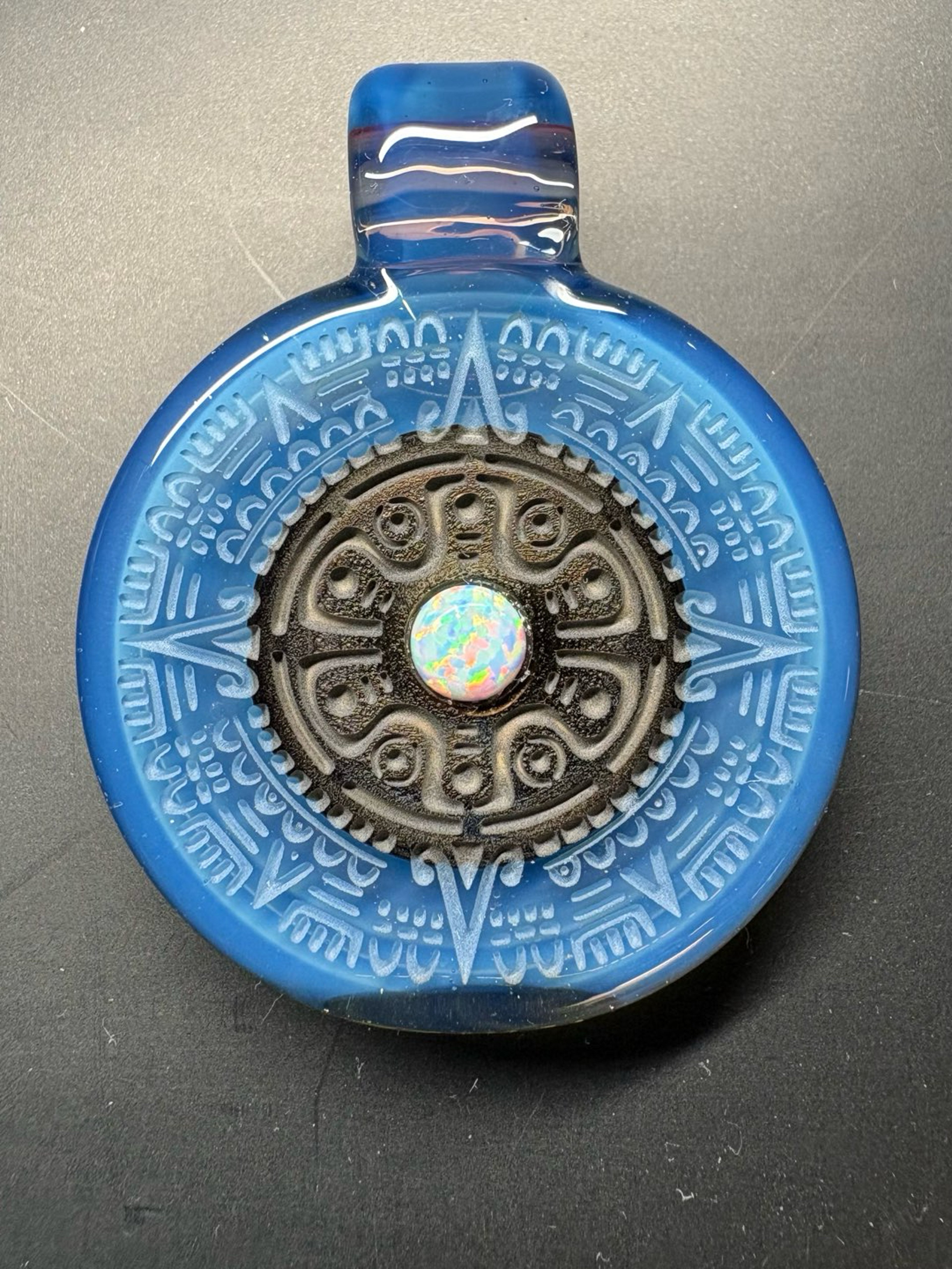 Preview pic of Carved Glass Pendant with Opal