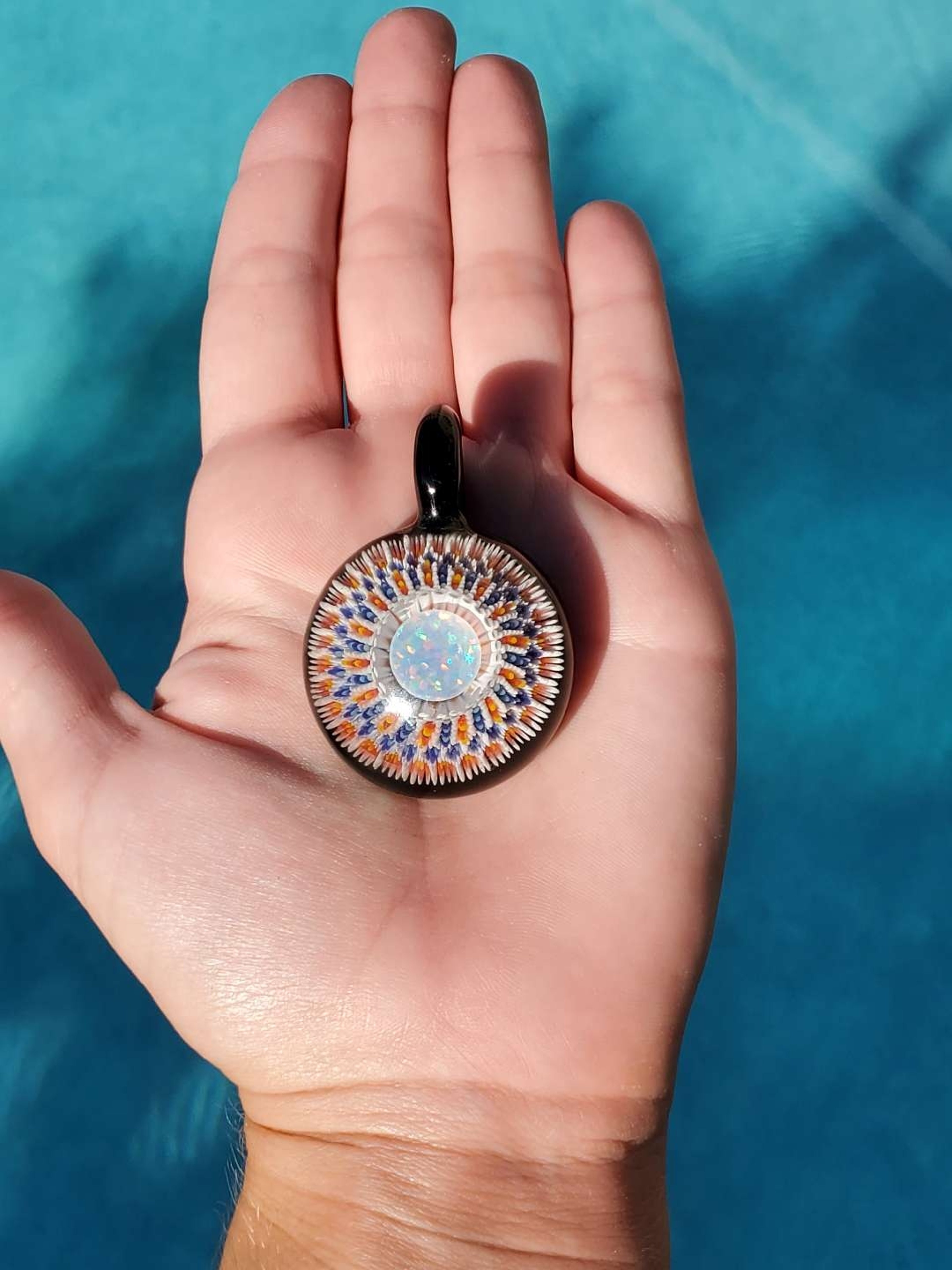 Steve H dotwork pendant with opal image 0