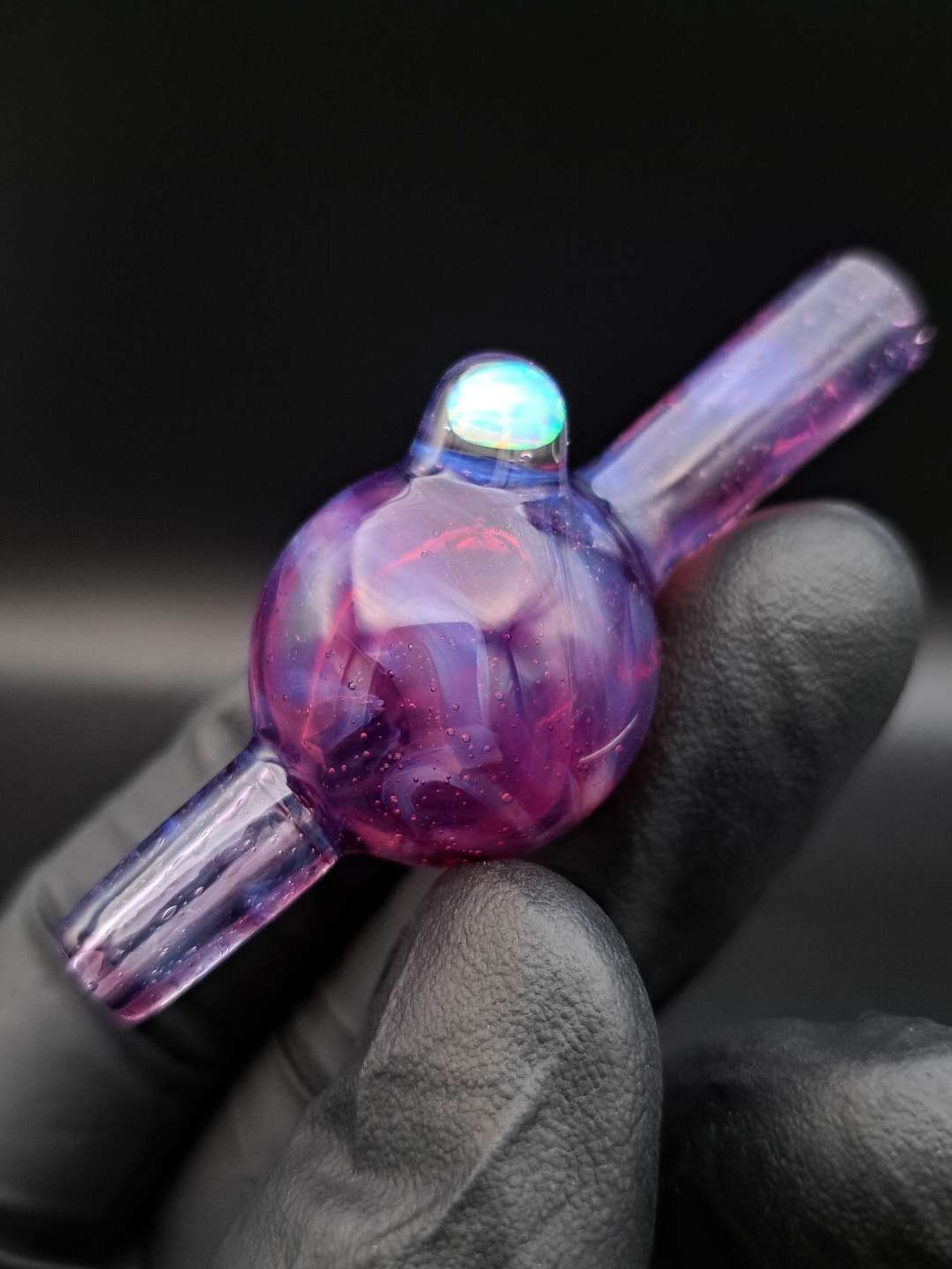 Preview pic of Purple blue mix UV reactive ball cap with opal