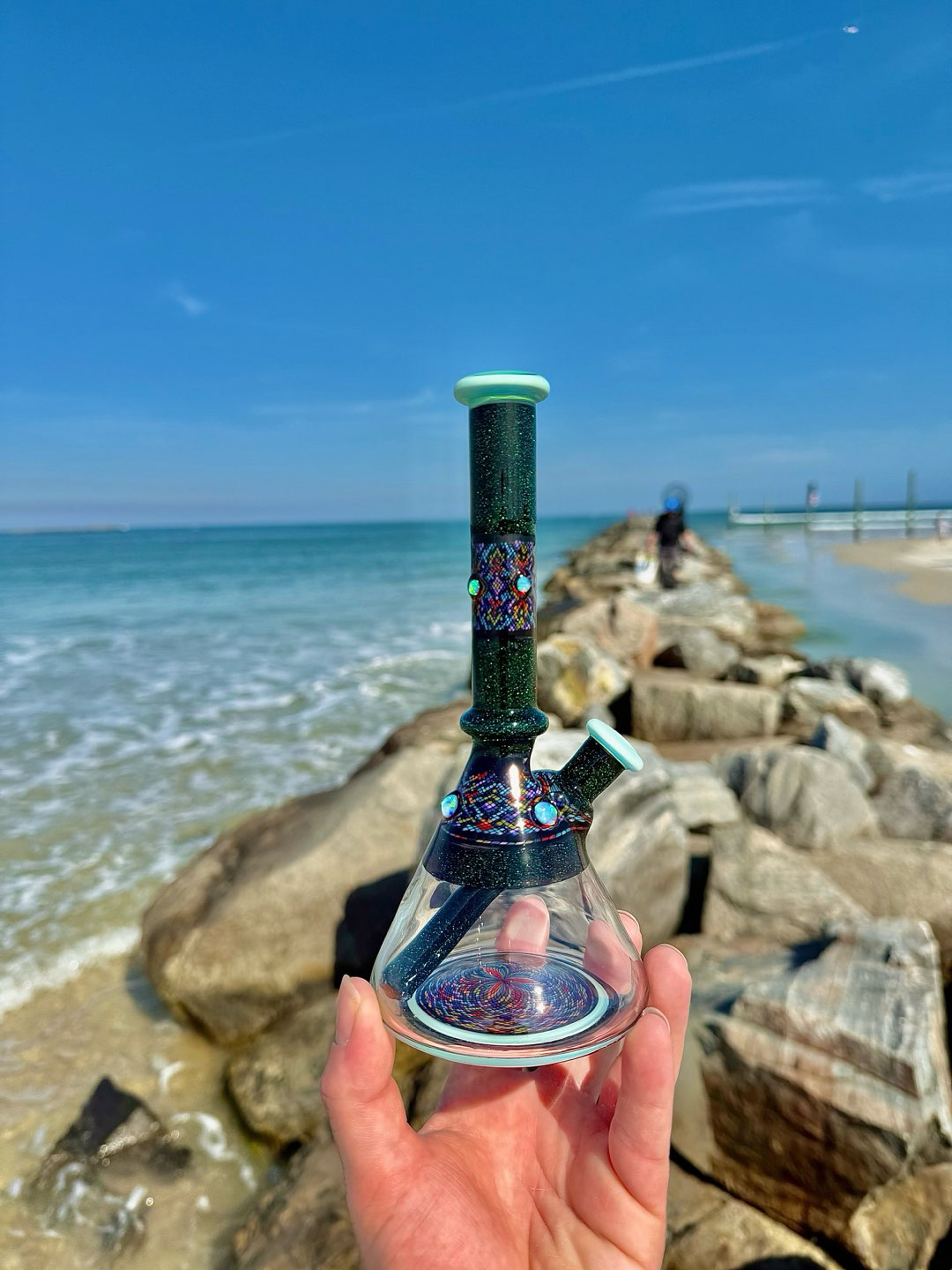 Preview pic of John W. Crushed Opal flask