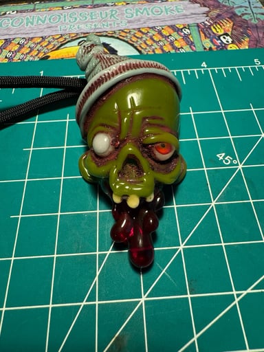 Preview pic of Ghost glass skull and beanie pendant