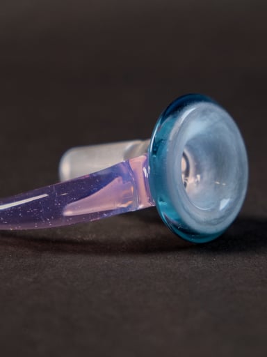 Preview pic of Marina Over White Satin 4 Hole Slide with Rose Quartz Horn 18mm