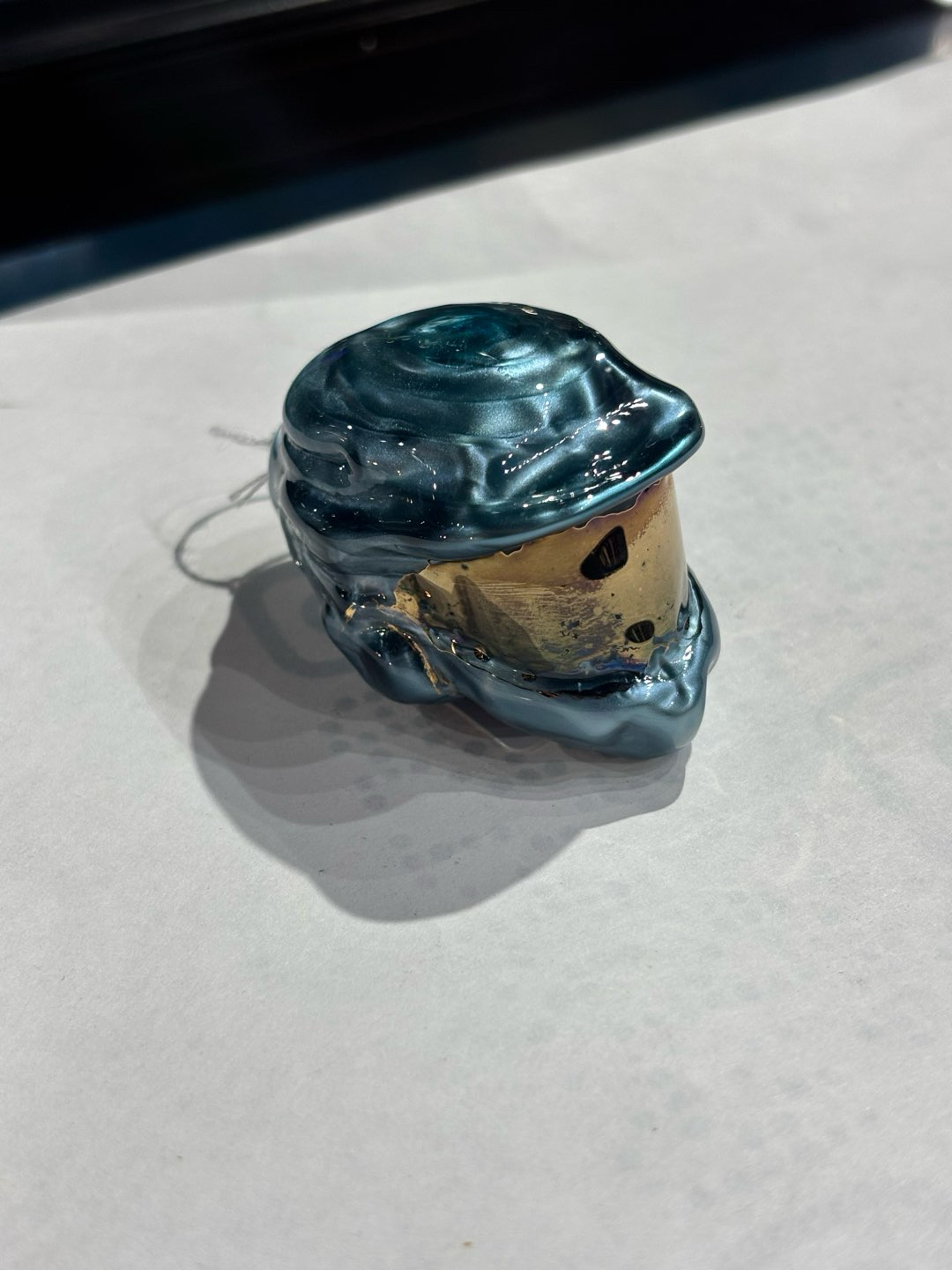Preview pic of Blue Spartan Helmet with Gold Face Plate