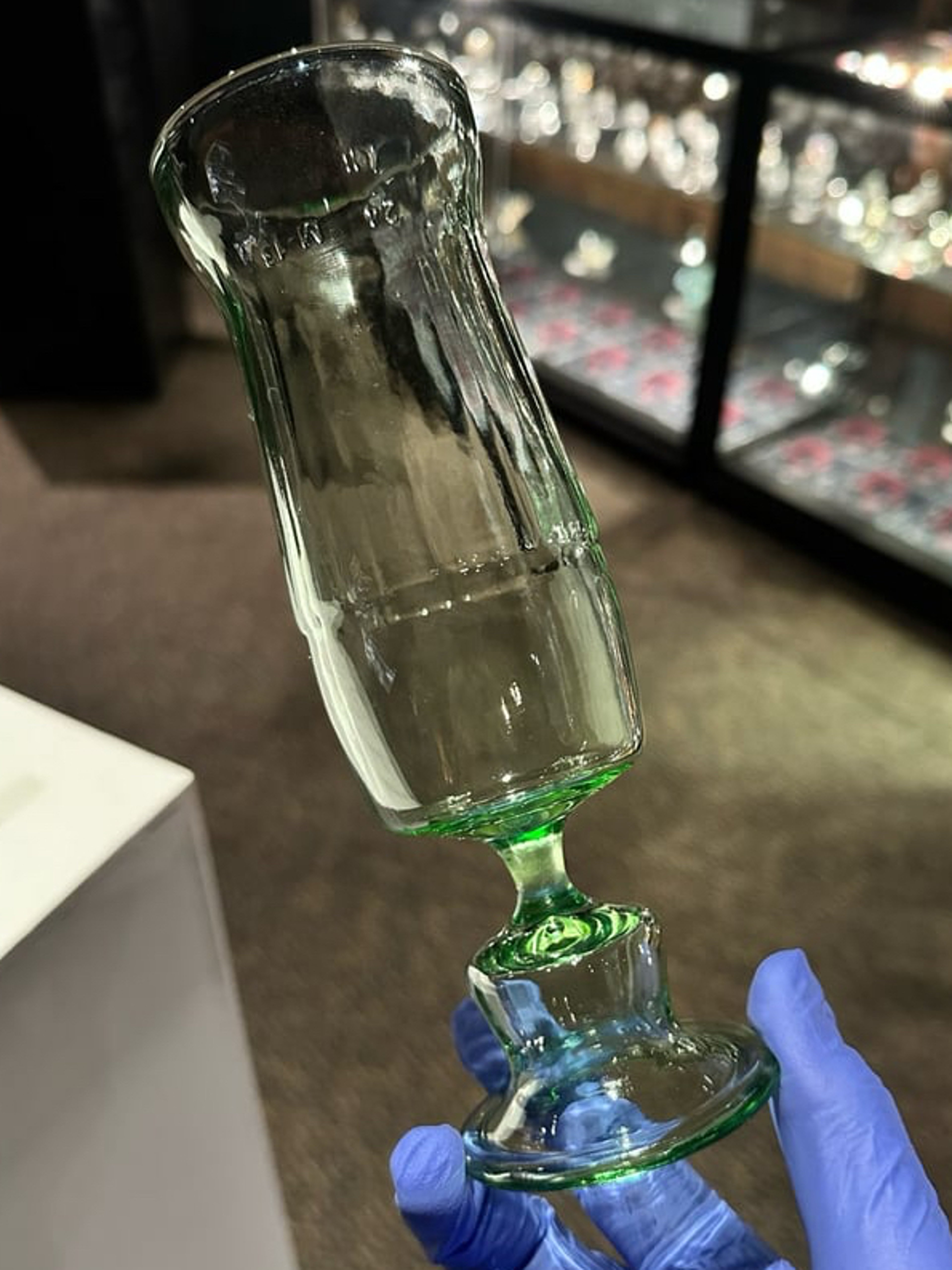 Preview pic of Foster glass “coke bottle goblet”