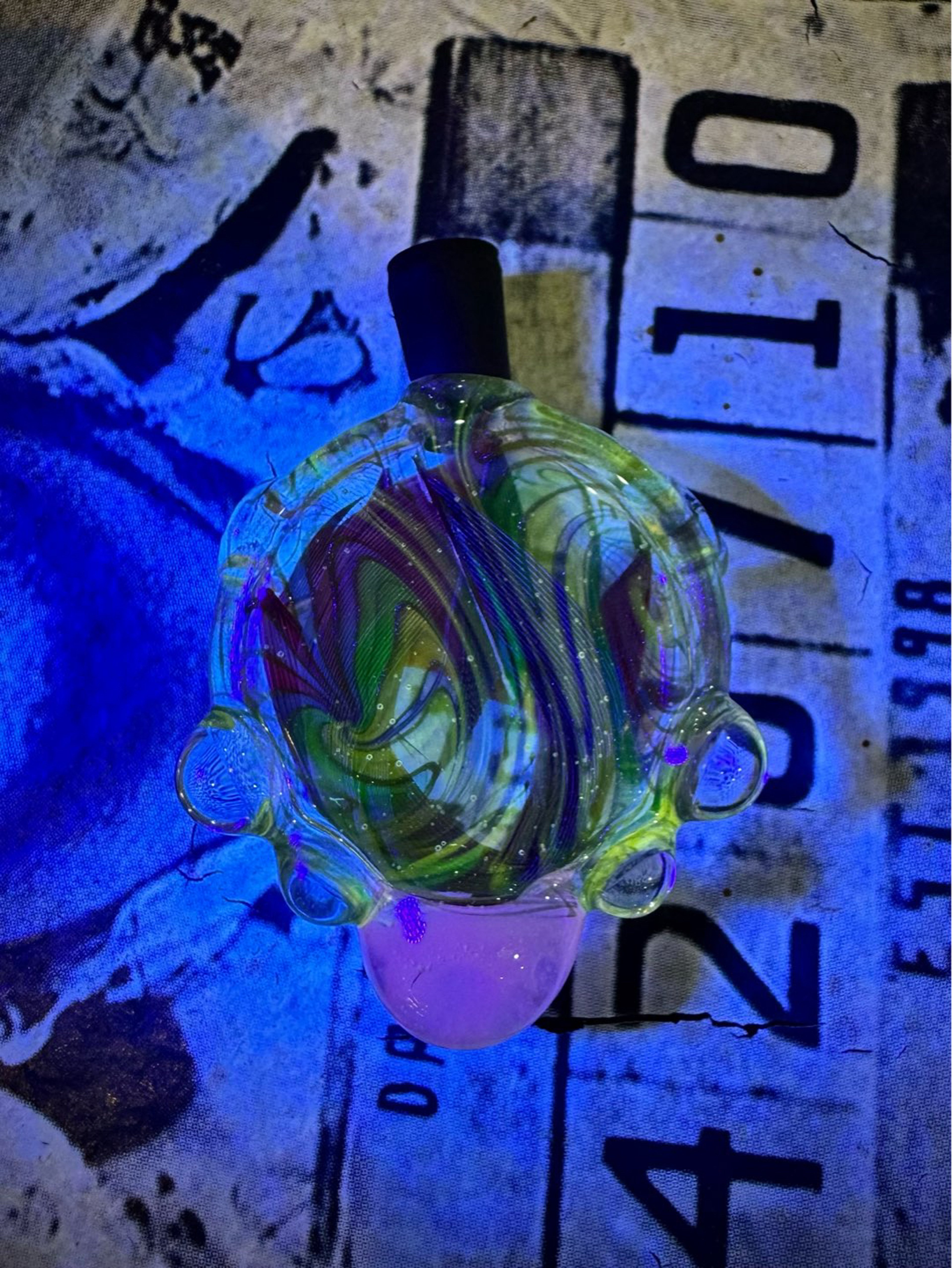 Preview pic of Bufoglassworks Rainbow UV Bird Feather Pendant