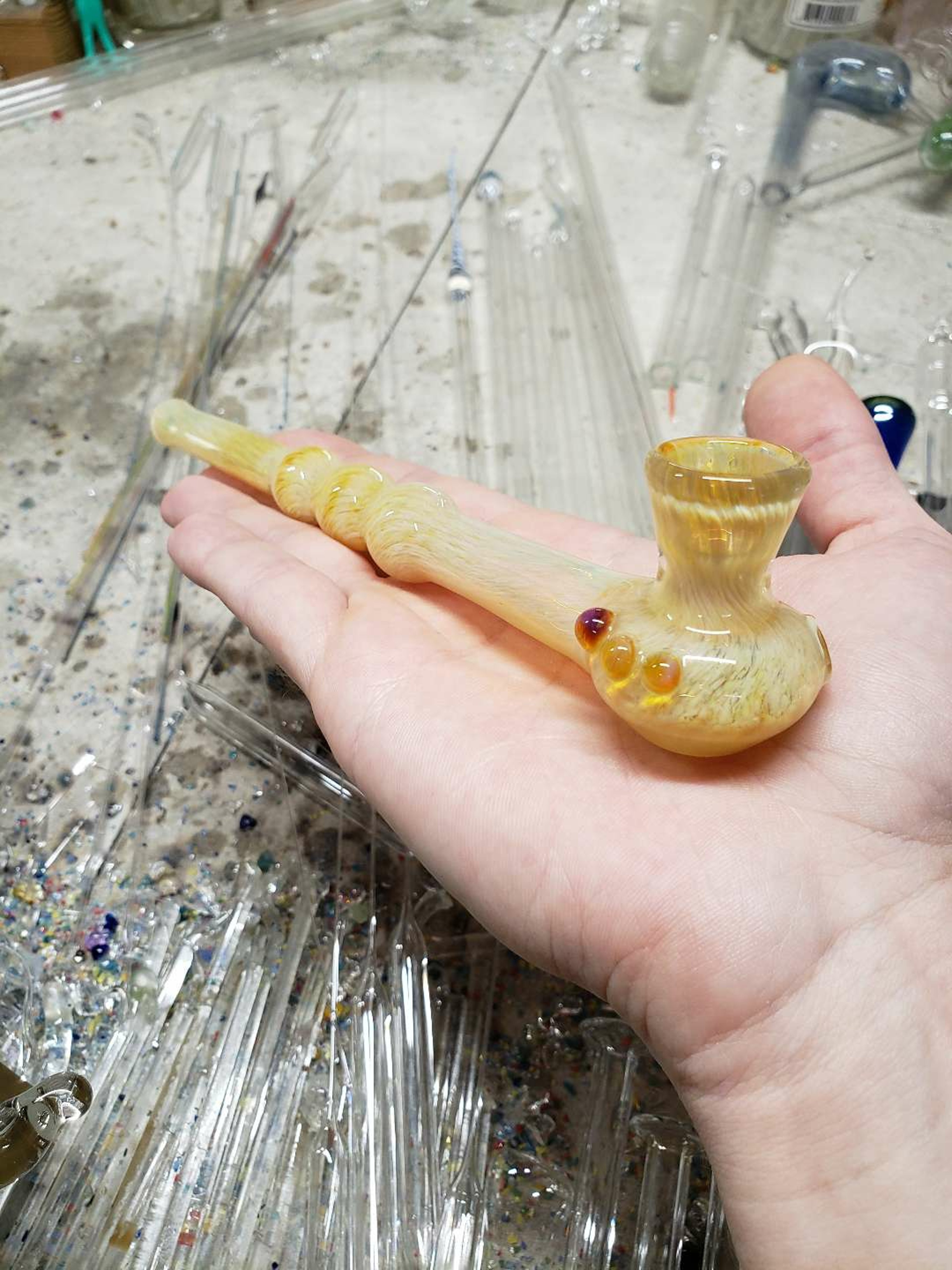 Preview pic of Long "traditional style" inspired pipe made by Mwbglass