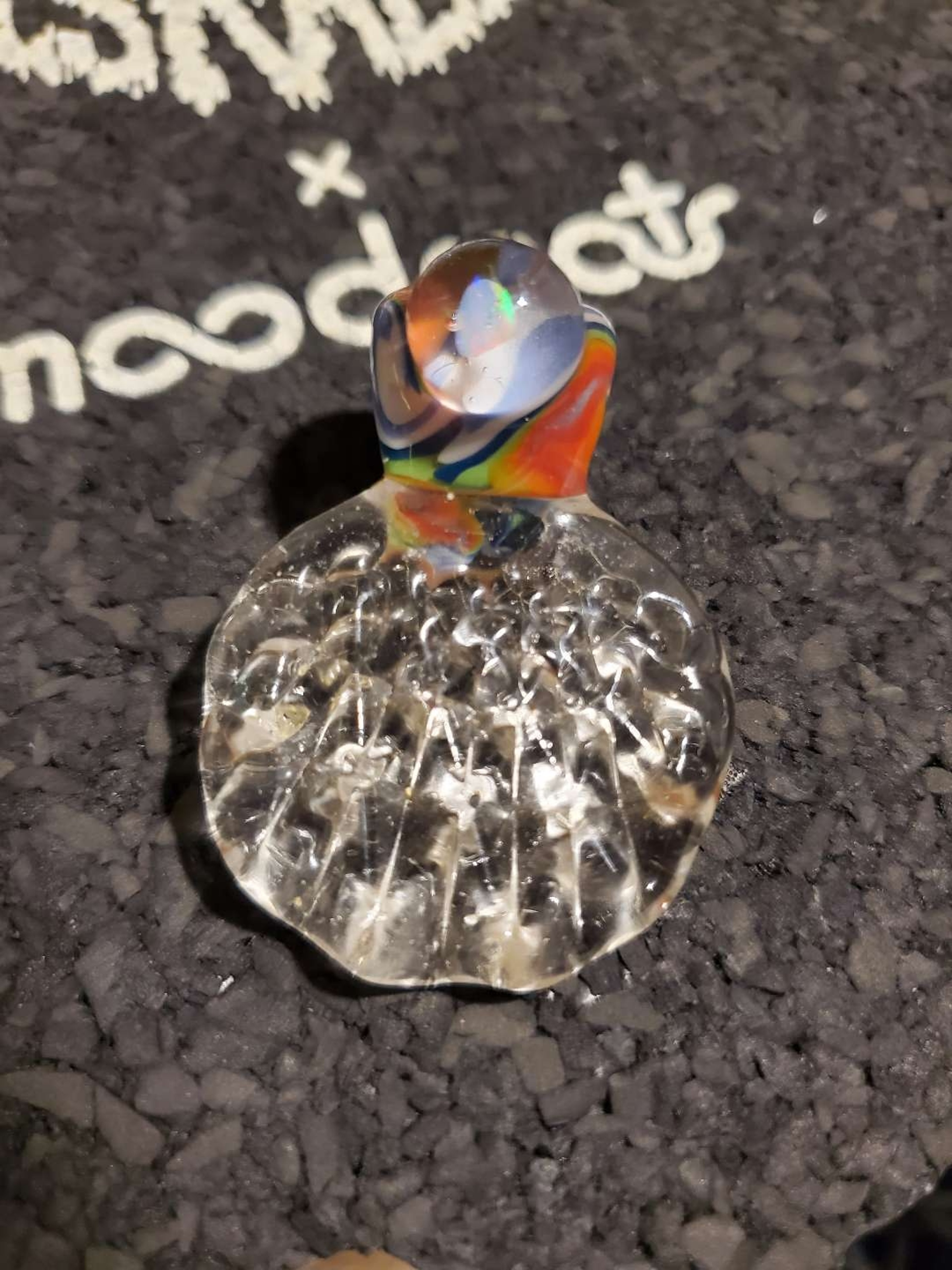 Opal and rainbow disc pendant image 0