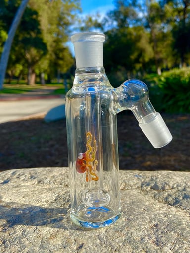 Preview pic of 18mm Glass Ash Catcher 45 degree (Amber Octopus)Thick Glass.