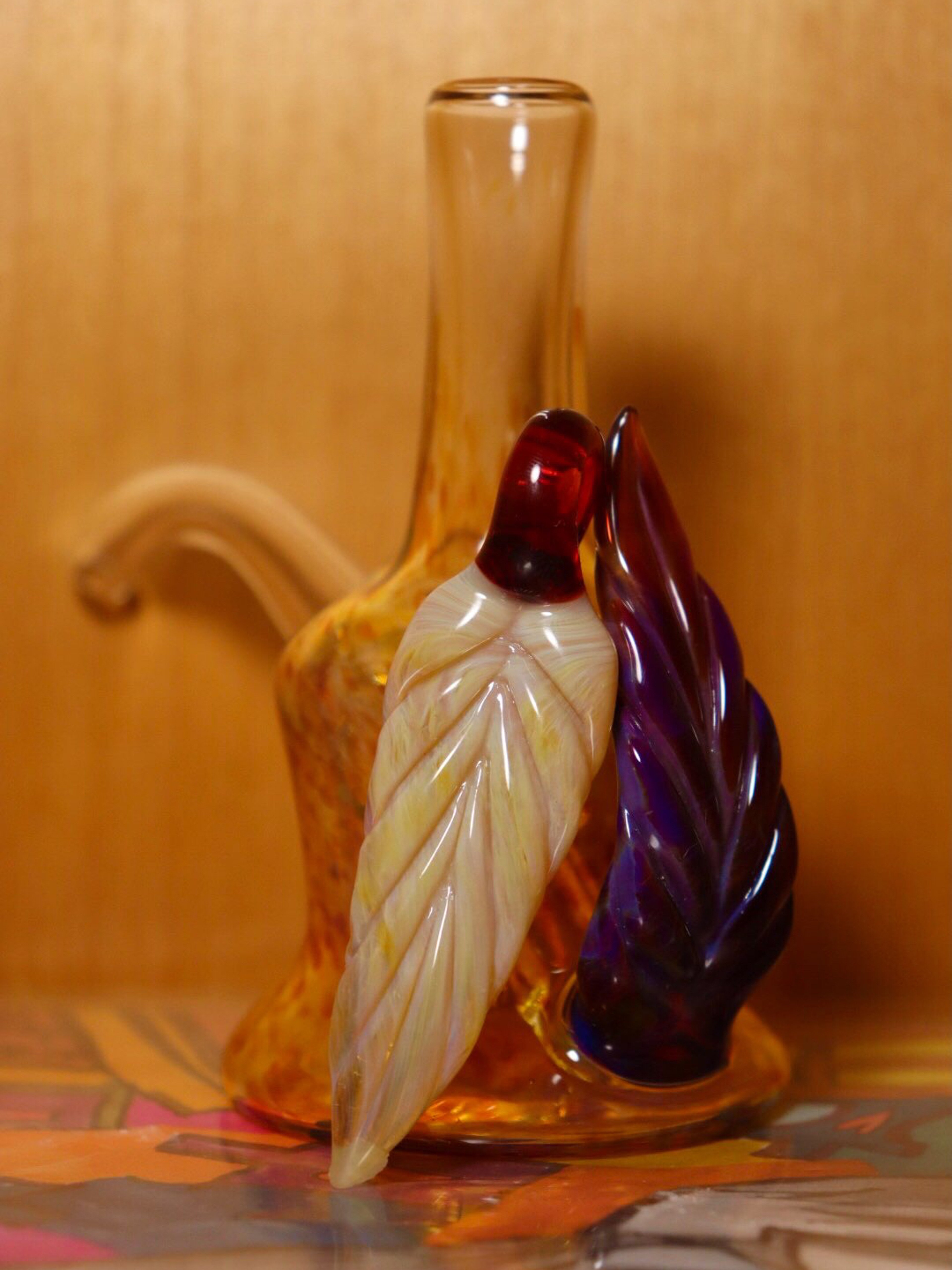 Preview pic of Amber Purple Strottle & Leaf Pendant Set