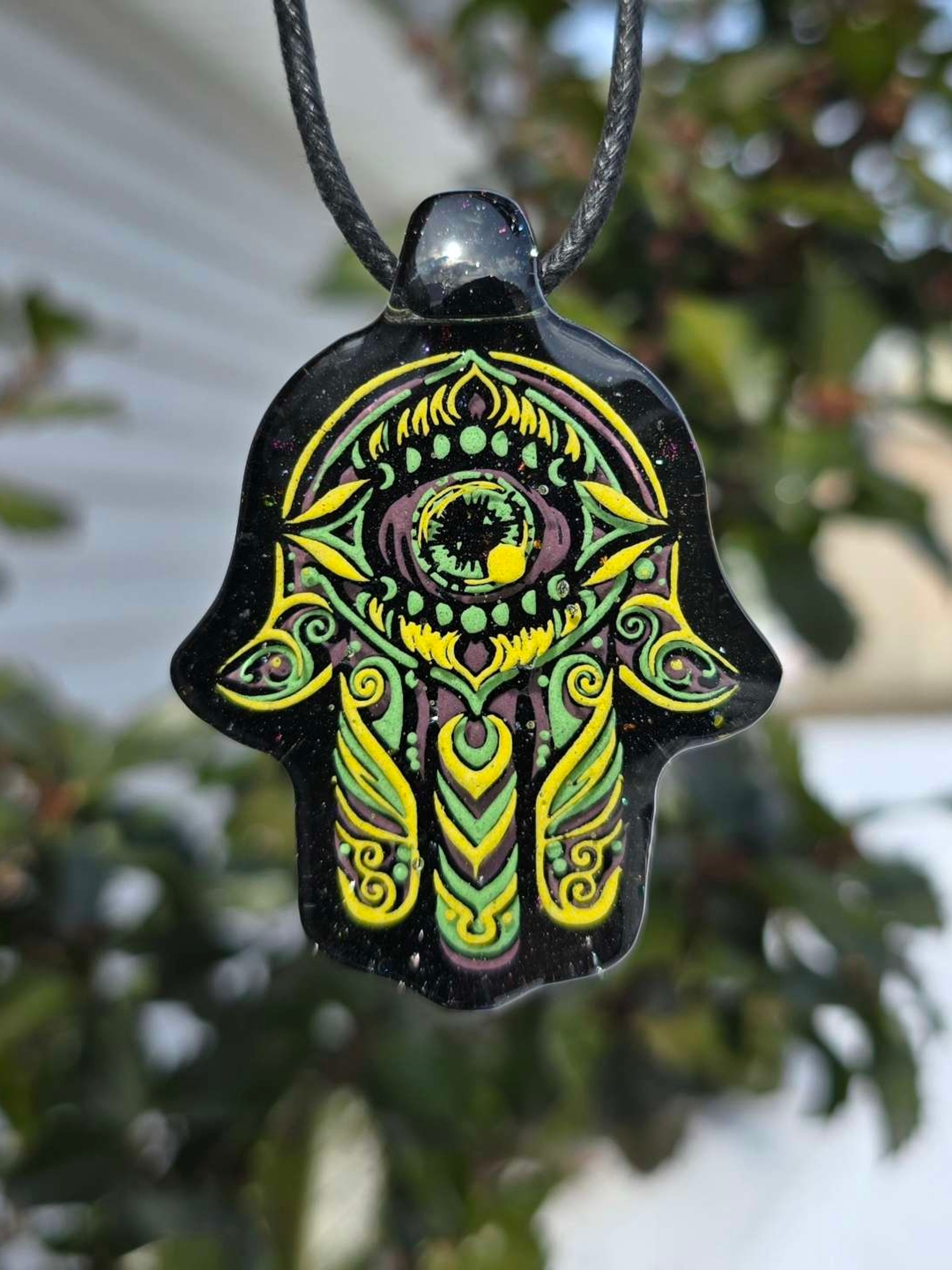 Preview pic of Hamsa Hand Layered Glow Pendant