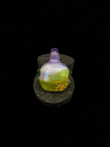 Preview pic of Prototype Landscape Tech Pendant • Valley Scene w/ Sunflower Detail by Seanzo Glass