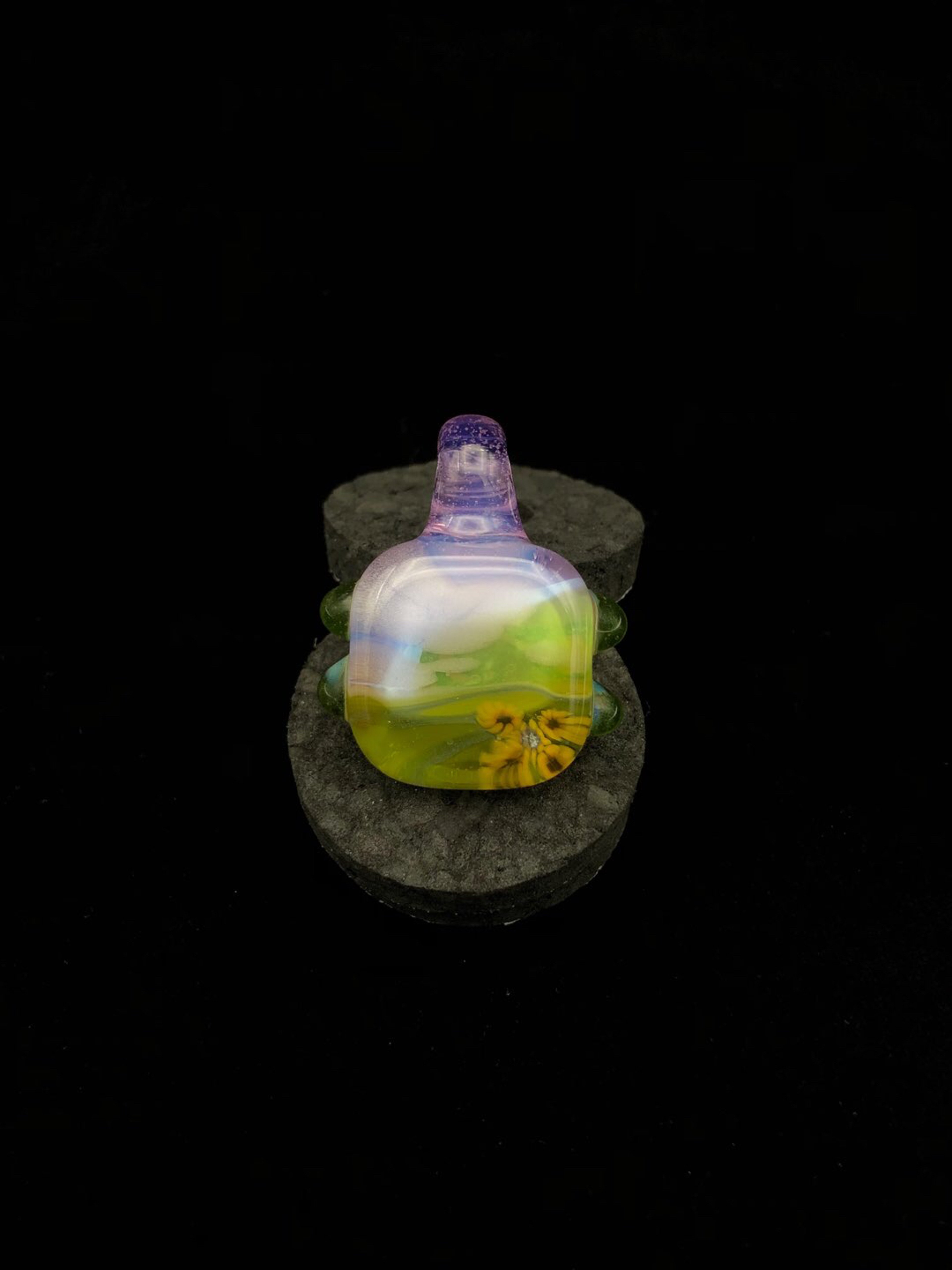 Preview pic of Prototype Landscape Tech Pendant • Valley Scene w/ Sunflower Detail by Seanzo Glass