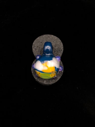 Preview pic of Landscape Tech Pendant • Valley Nighttime Scene w/ Sunflower Detail by Seanzo Glass