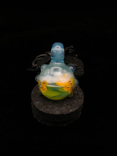 Preview pic of Landscape Tech Pendant • Valley Scene w/ Sunflower Detail by Seanzo Glass