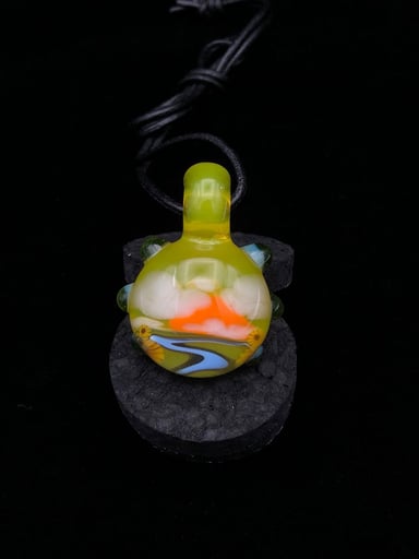 Preview pic of Landscape Tech Pendant • Valley Scene w/ Sunflower Detail by Seanzo Glass