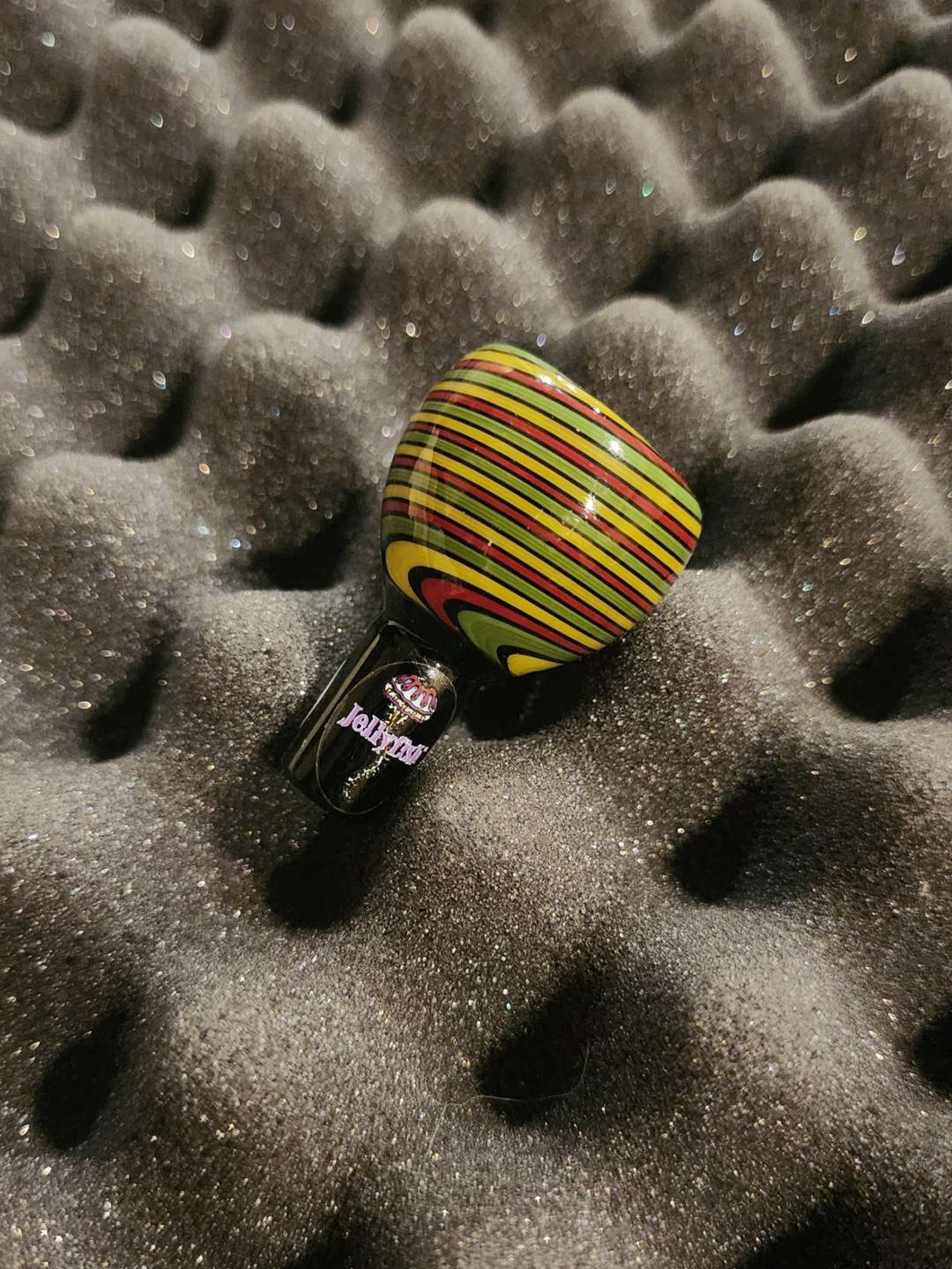 Preview pic of Jellyfish Glass 14mm Rasta Lineworked Slide