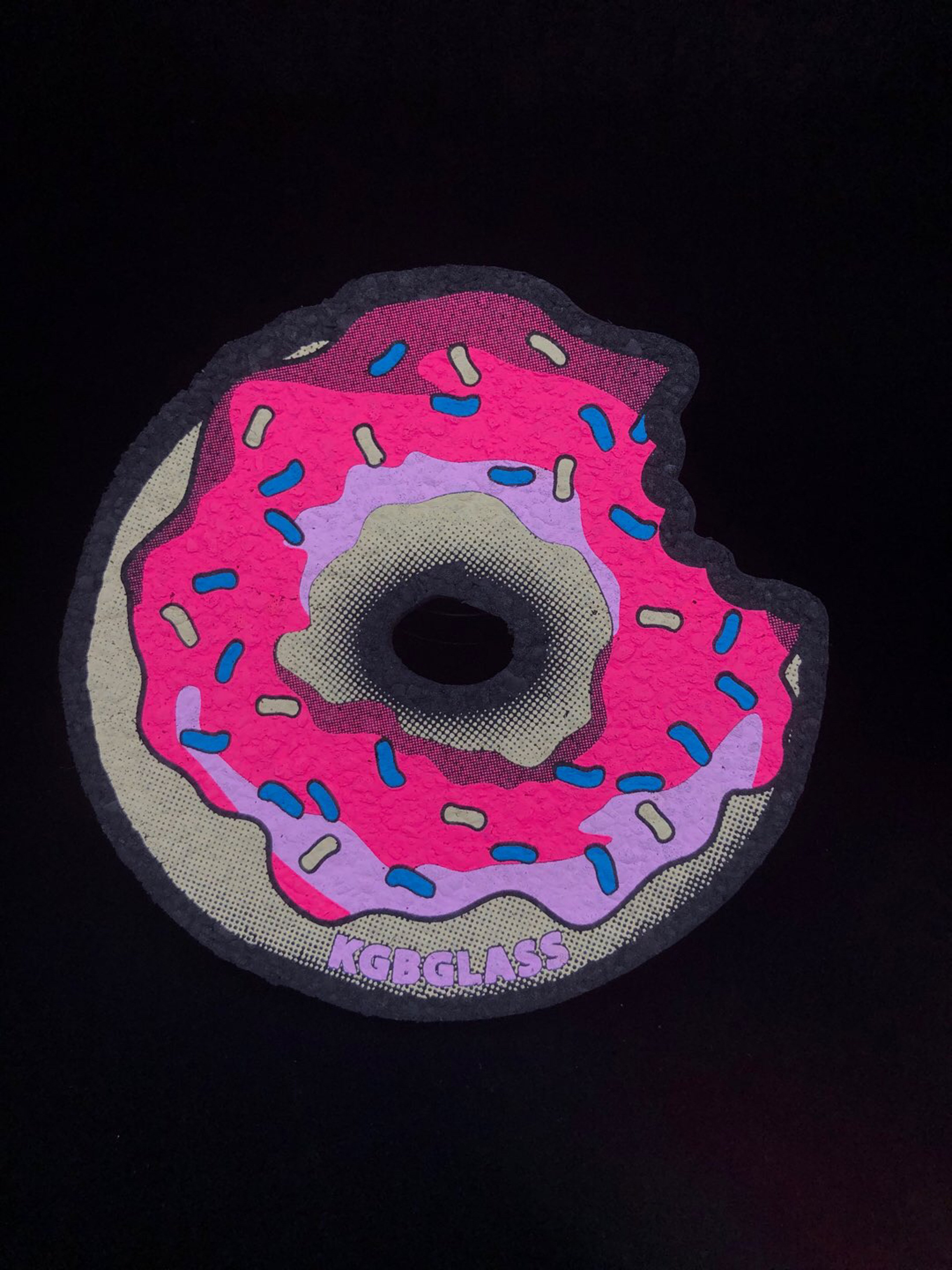 Preview pic of LE 100 Bitten Strawberry Frosted w/ Sprinkles Donut 5” Mat by KGB Glass x Moodmats