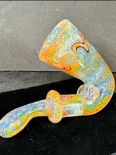 Preview pic of HefeGlass New Sherlock Pipe Heady Fully Worked Gold And Silver Fume Color-Changing