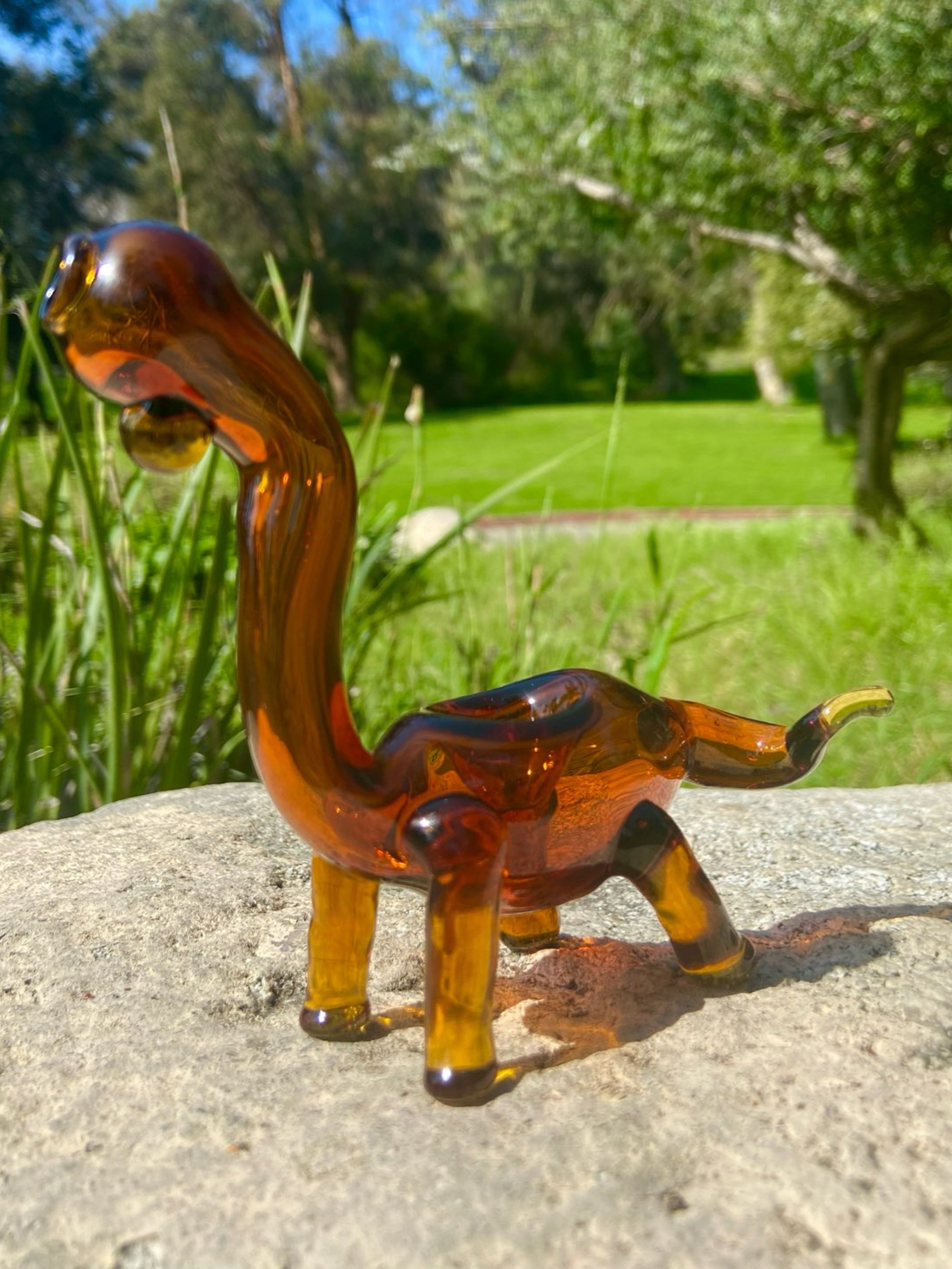 Preview pic of Dinosaur Tobacco Glass pipe Amber glass