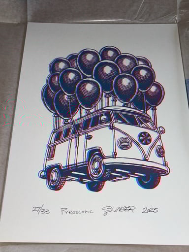 Preview pic of 3D pyroscopic slinger flying hippie bus print