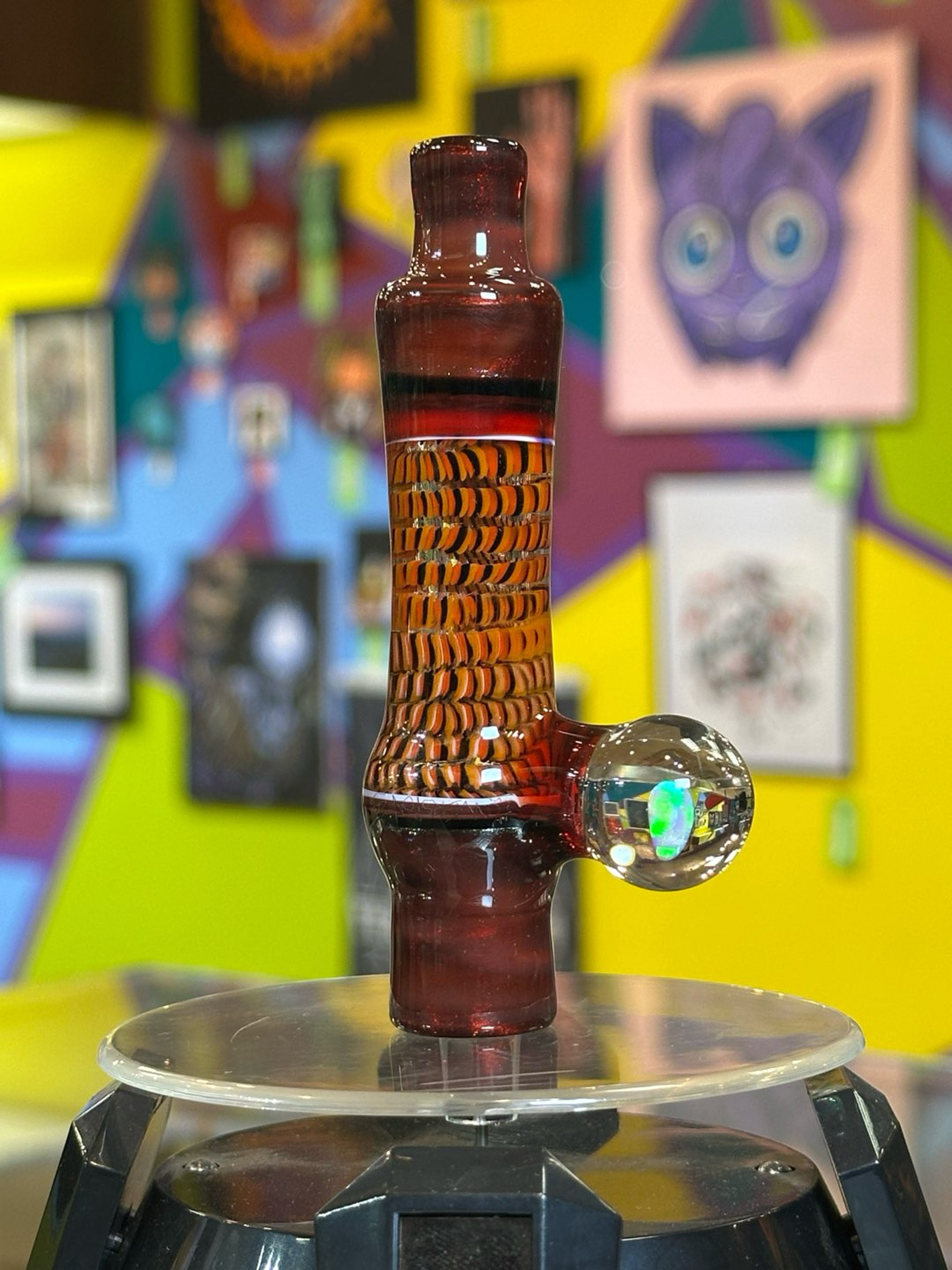 Preview pic of Heady Red Chillum w/ Large Opal