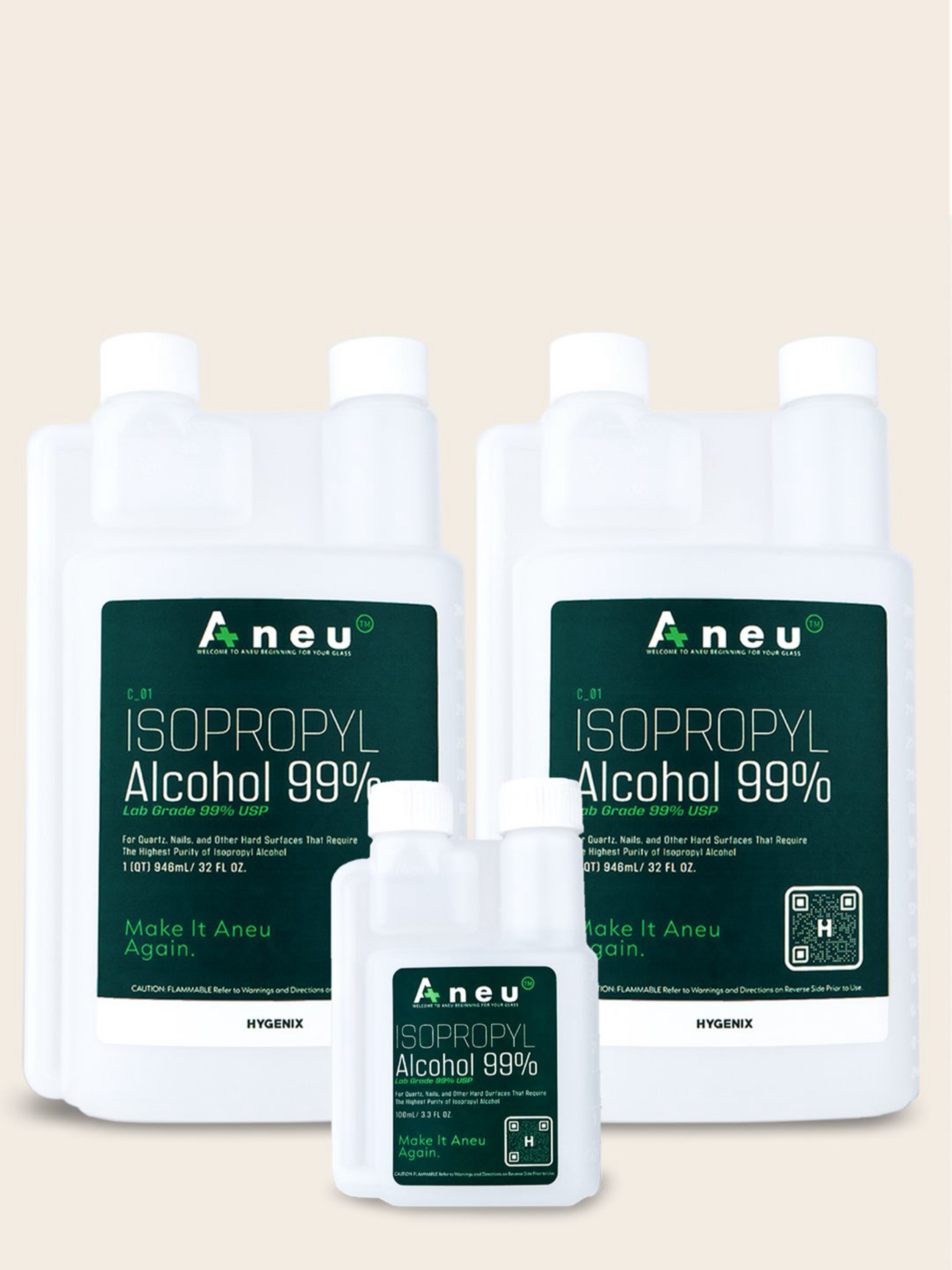Preview pic of Aneu 99% Isopropyl Alcohol - 1/2 Gal + Travel Bottle