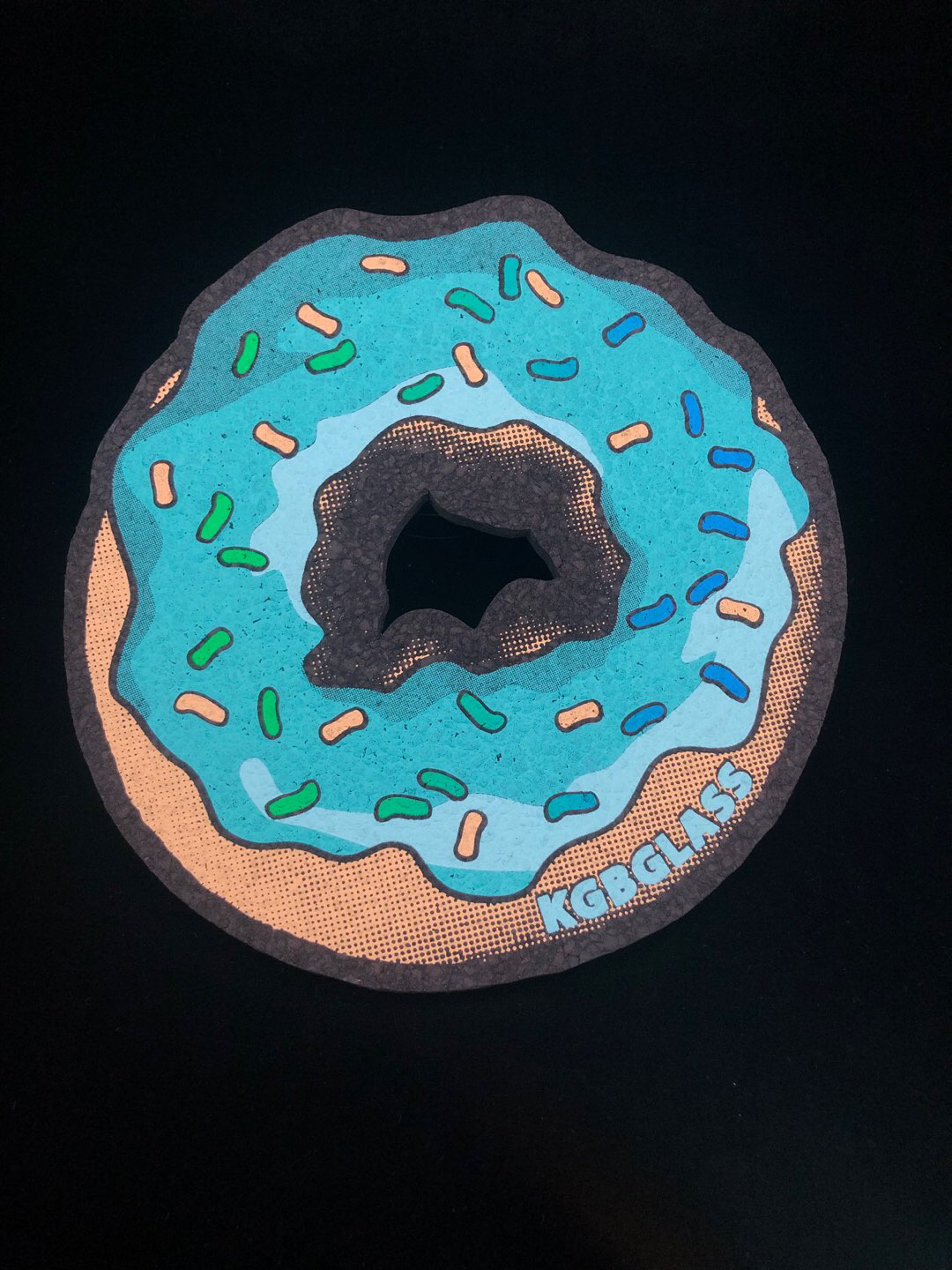 Preview pic of Cotton Candy Frosted w/ Sprinkles 8” Donut by KGB Glass x Moodmats