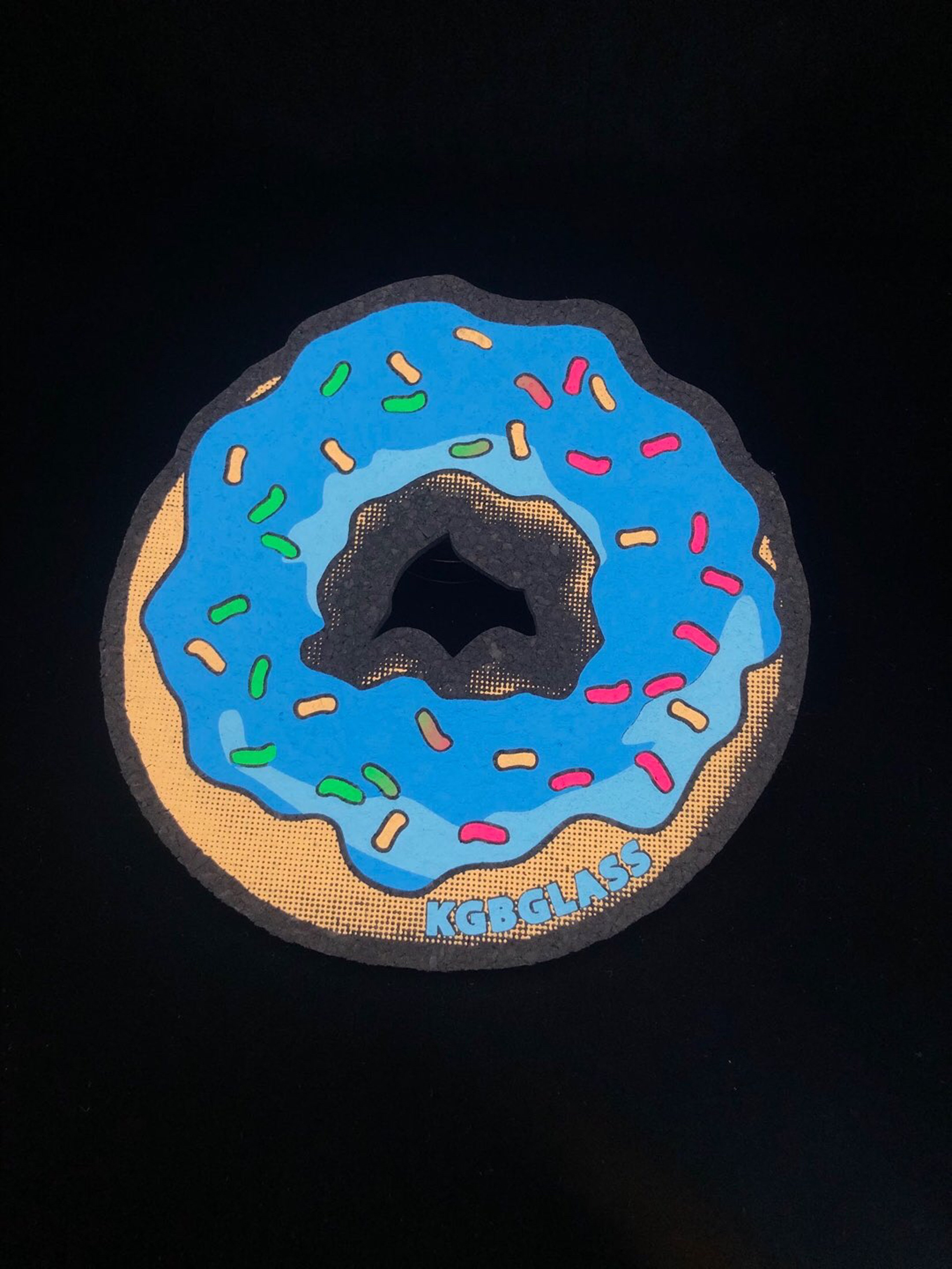 Preview pic of Blueberry Frosting w/ Sprinkles 8” Donut by KGB Glass x Moodmats