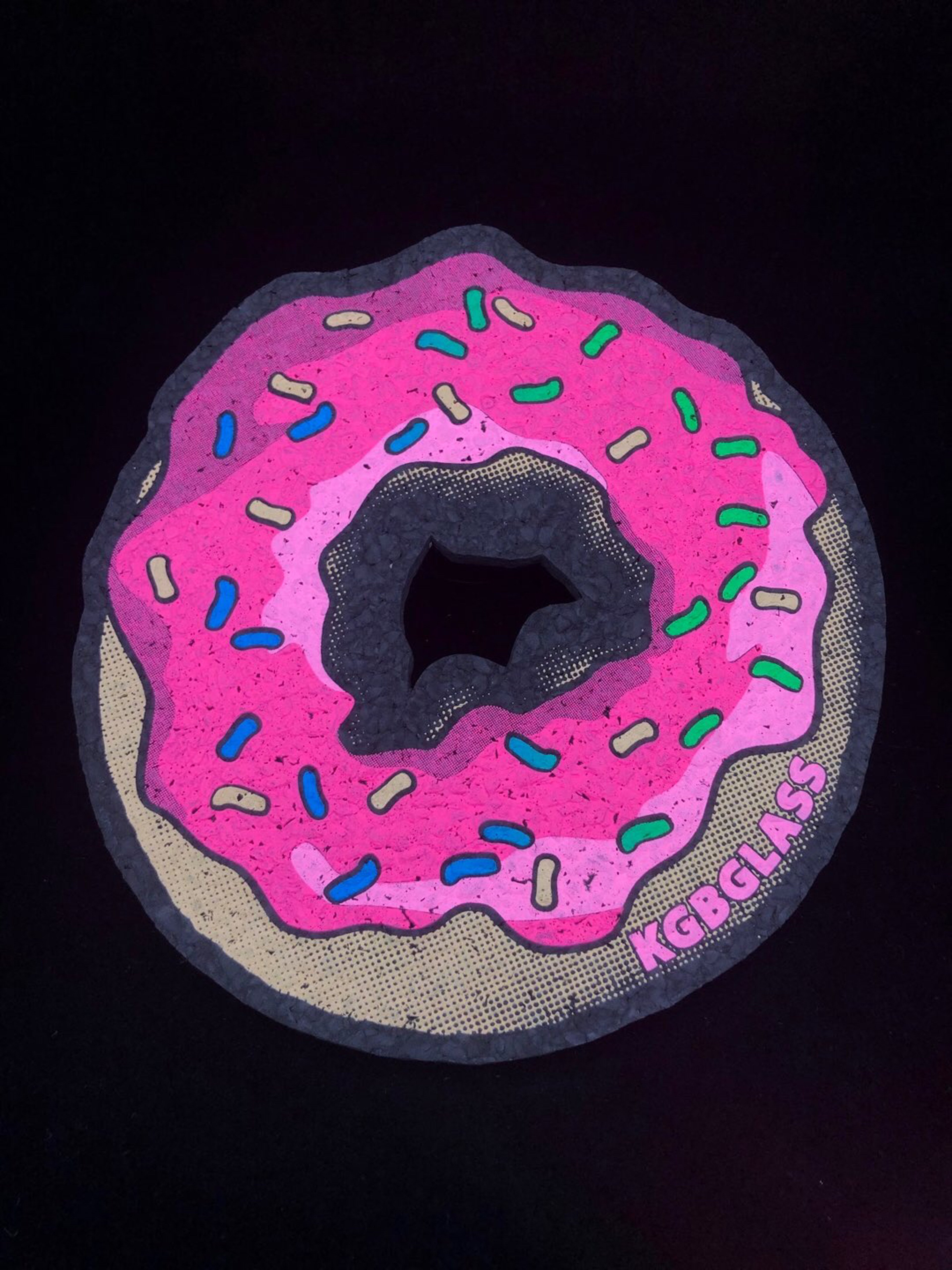 Preview pic of Strawberry Frosting w/ Sprinkles 8” Donut by KGB Glass x Moodmats