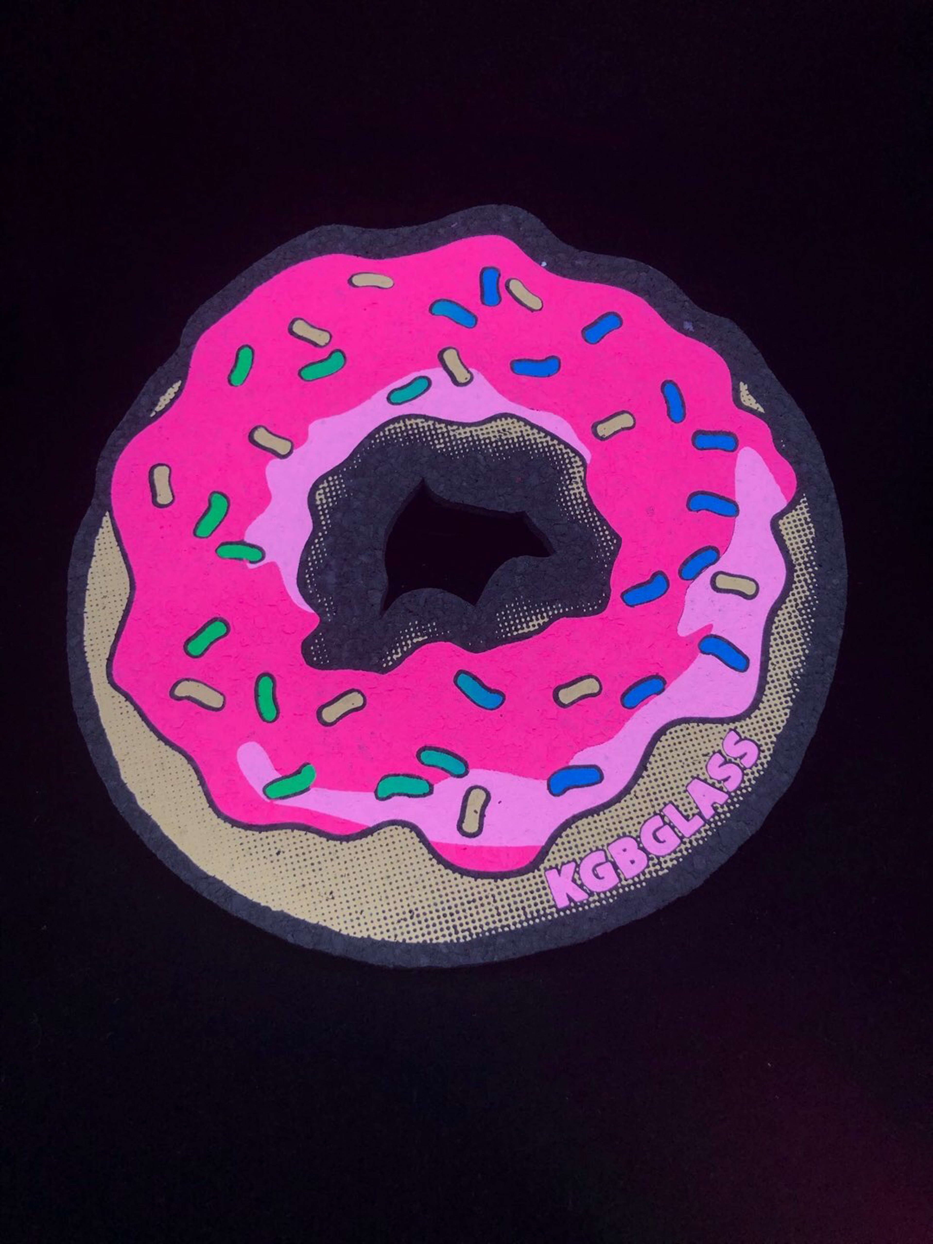 Preview pic of Strawberry Frosting w/ Sprinkles 8” Donut by KGB Glass x Moodmats