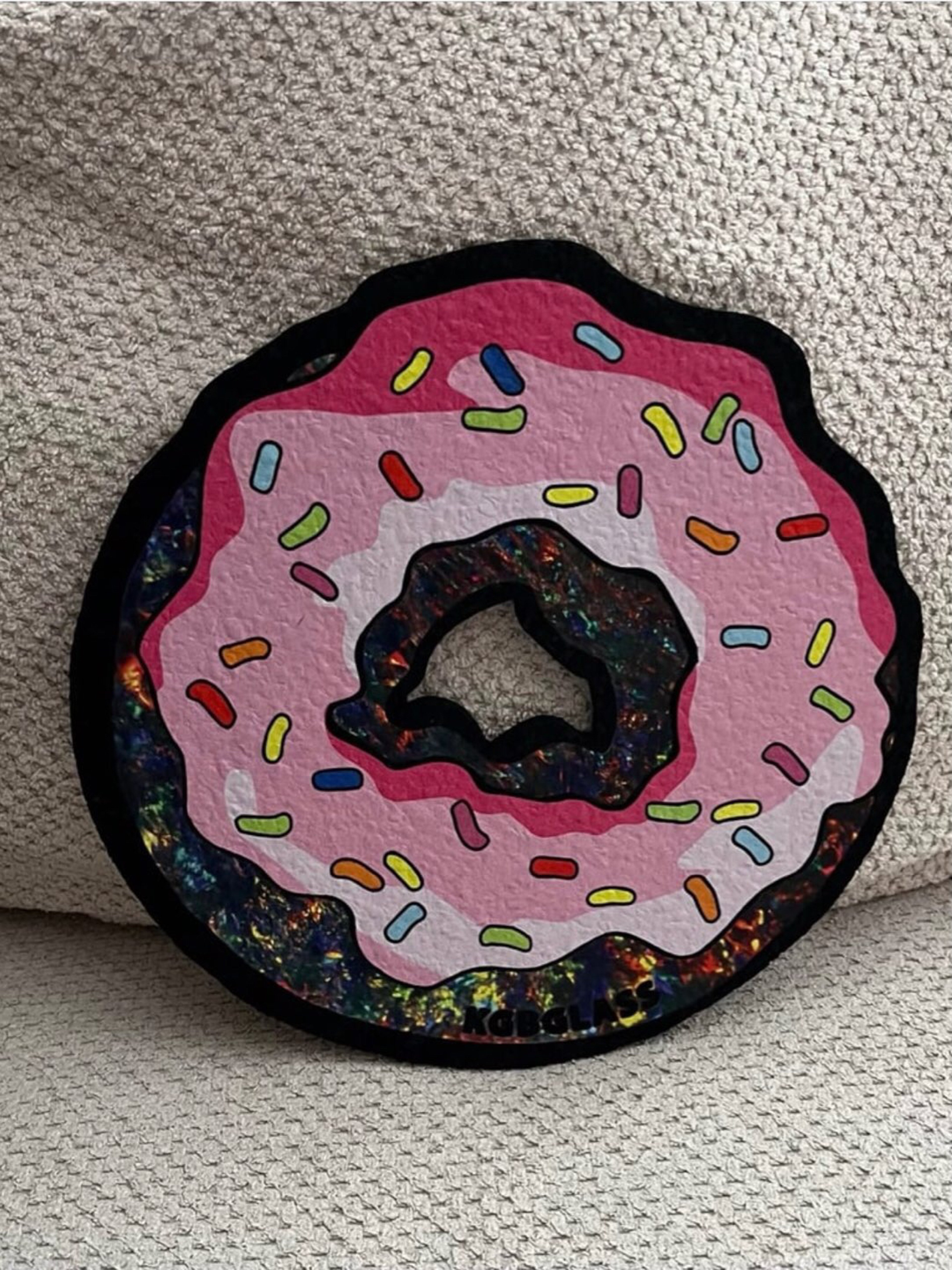 Preview pic of LE 50 Strawberry Frosting w/Sprinkle Over Crushed Opal Donut Mat by KGB Glass x Moodmat