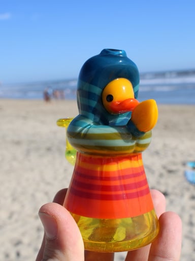 Preview pic of Ryno X Snic Glass “Serape” Praying Duck