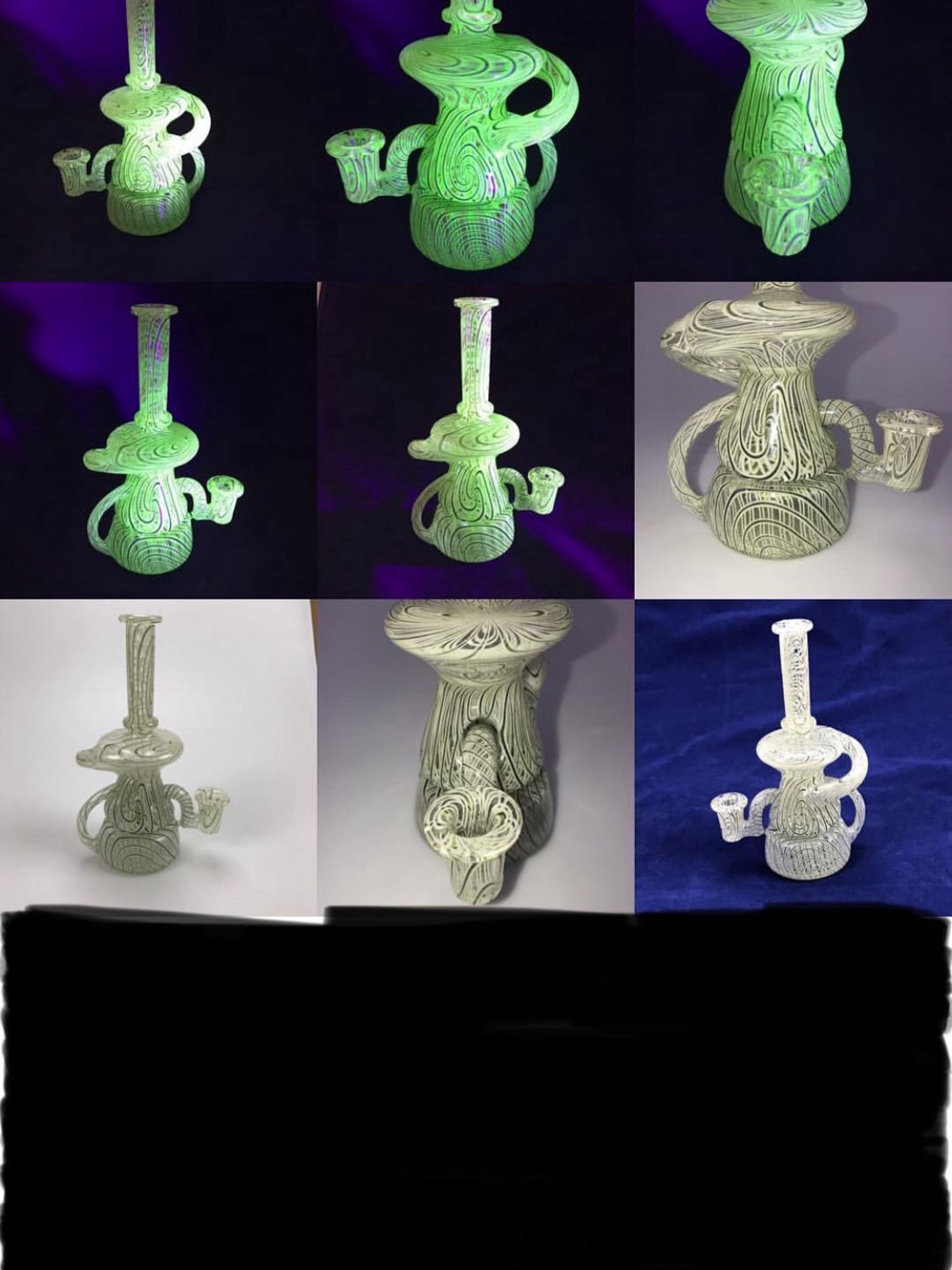 Preview pic of Evol glass rad glass collab black light recycler filigree