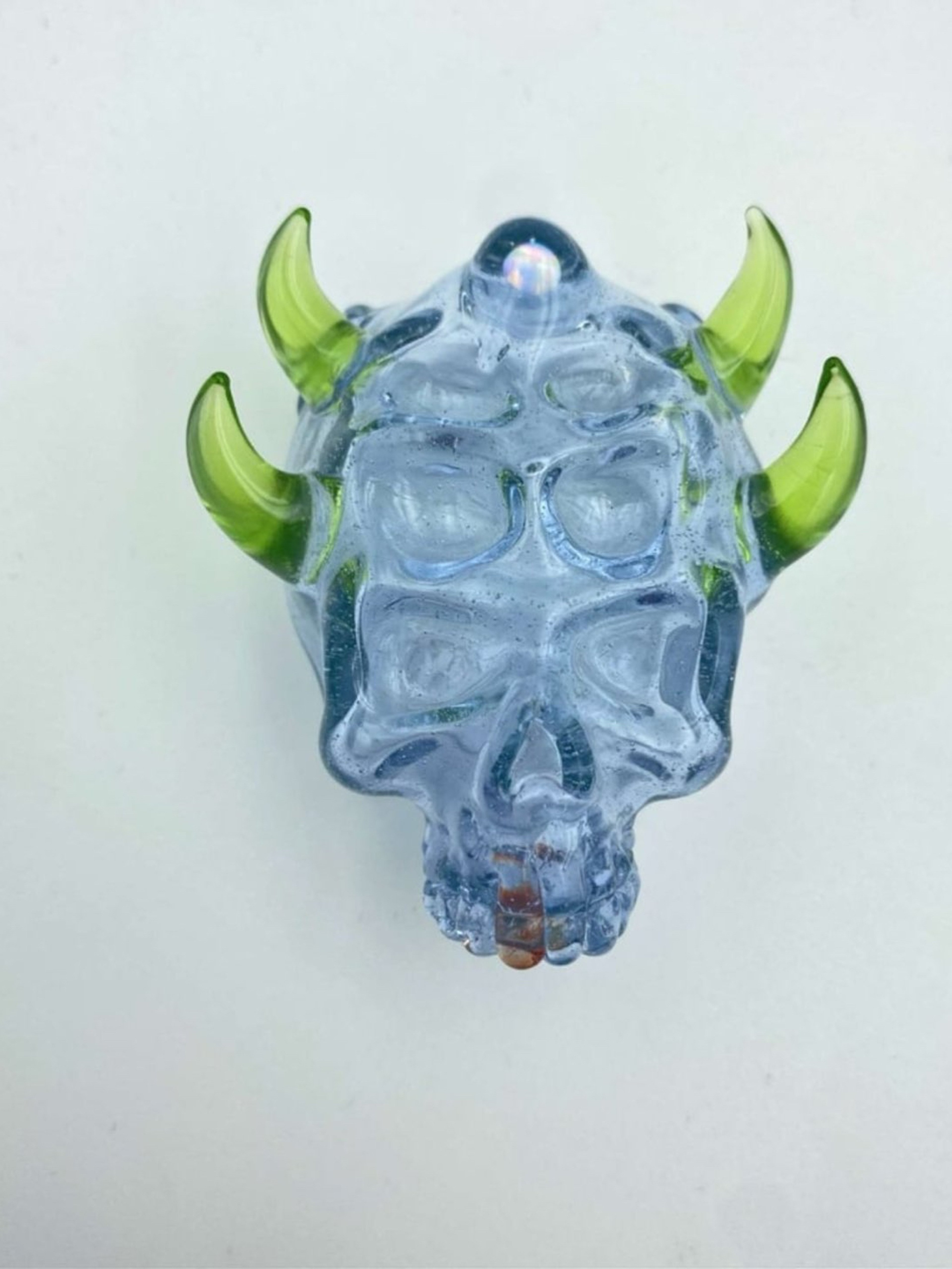 Preview pic of Sweeney Light Blue Stardust Horned Skull Pendant