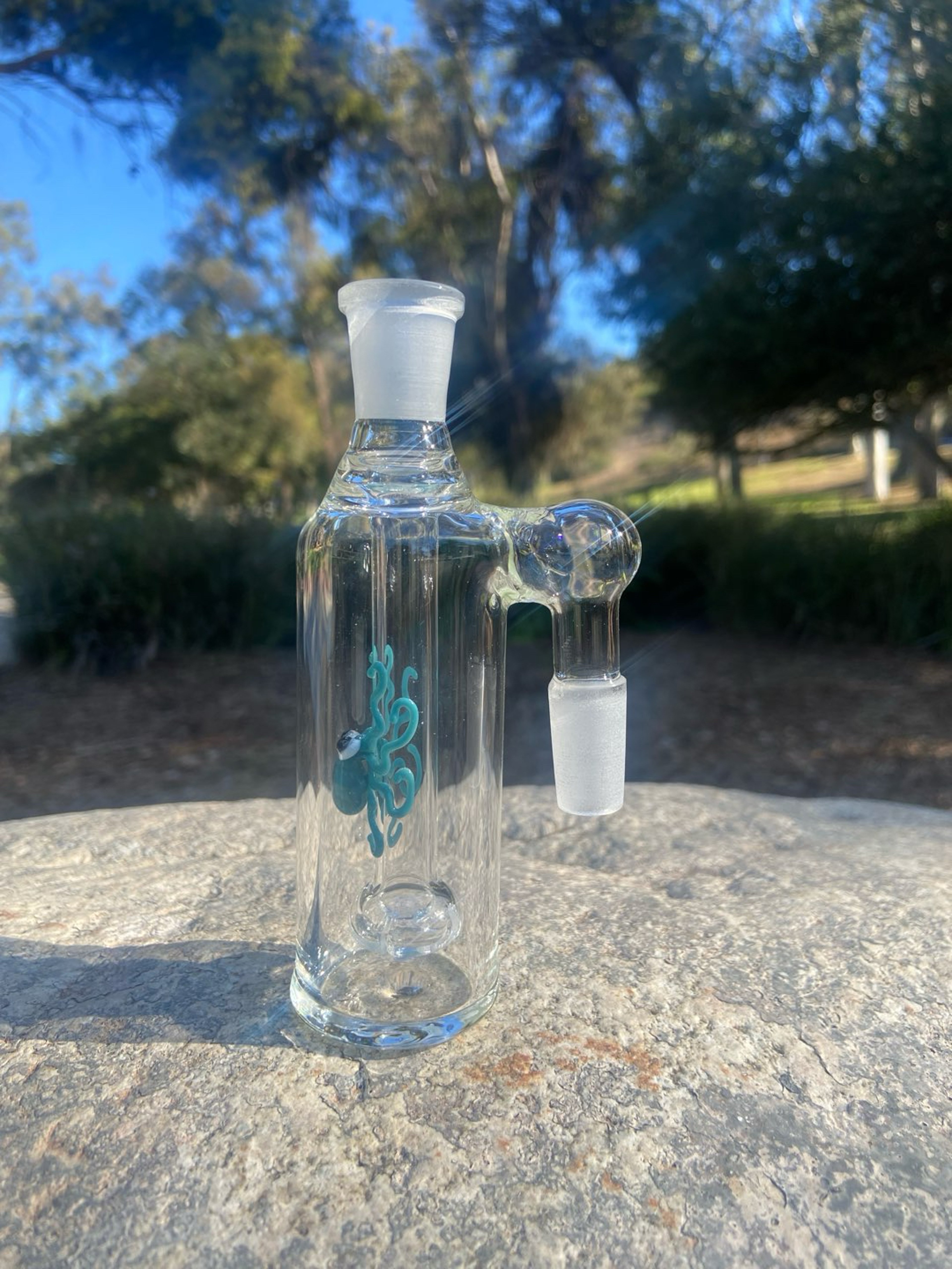 Preview pic of 14mm Glass Ash Catcher  90 degree (Agua Azul Octopus)