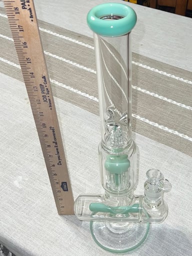 Preview pic of Mint Green Bong triple percolator 18 inch ($15 off!)