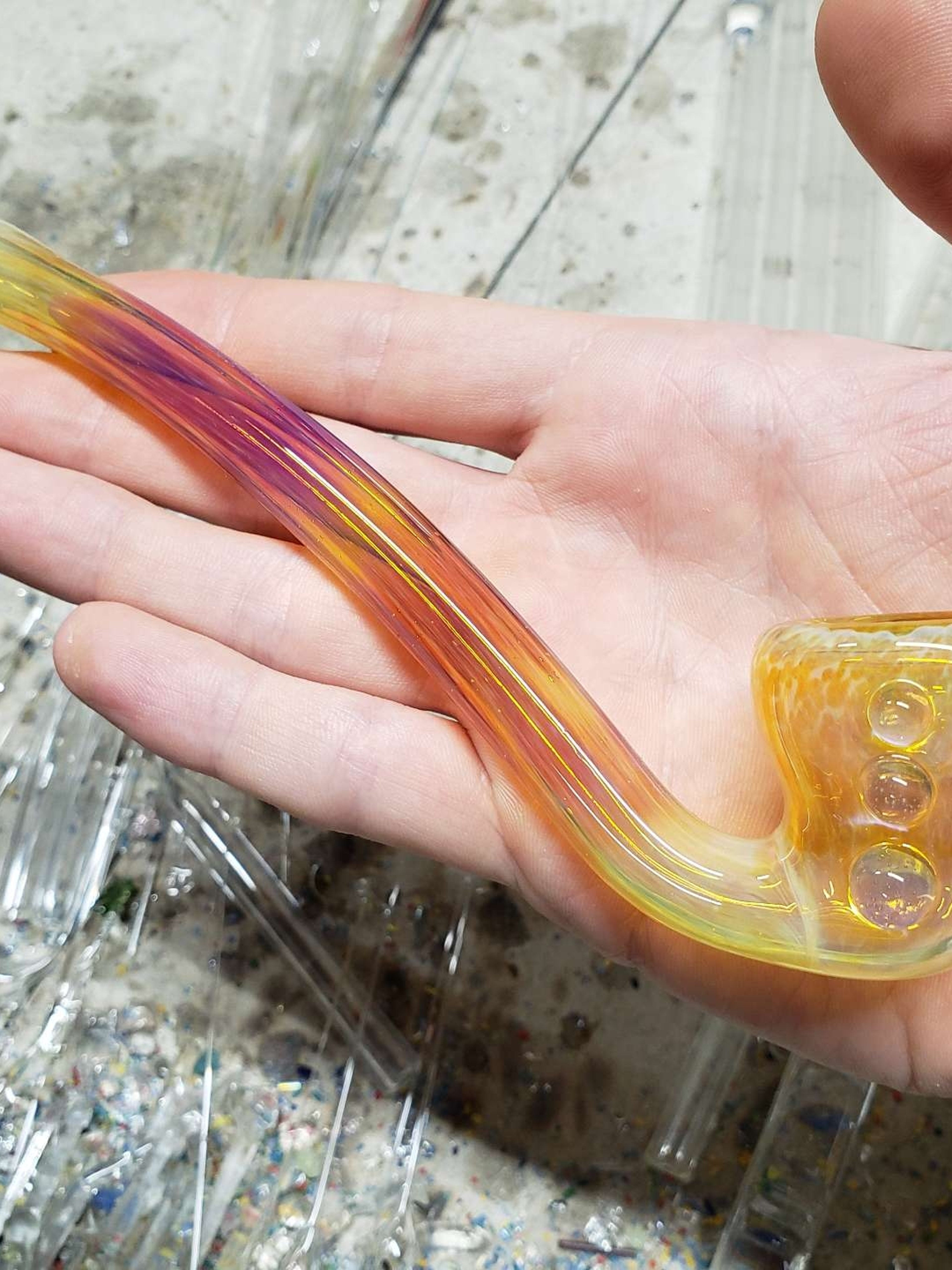 Preview pic of Amber Purple sherlock pipe by mwb_glass