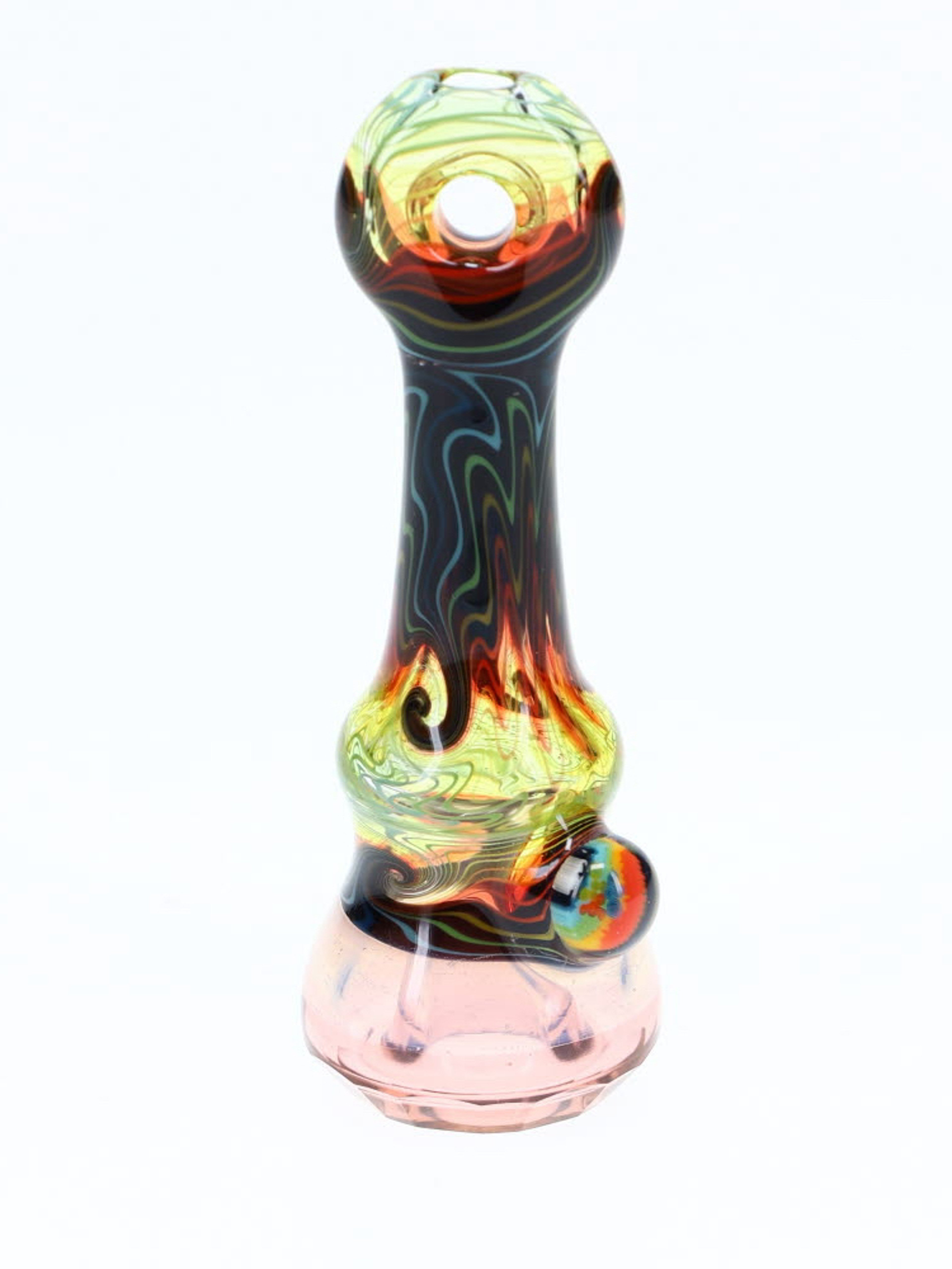 Preview pic of Cowboy Glass UV Black Rainbow & Pink Faceted Onie