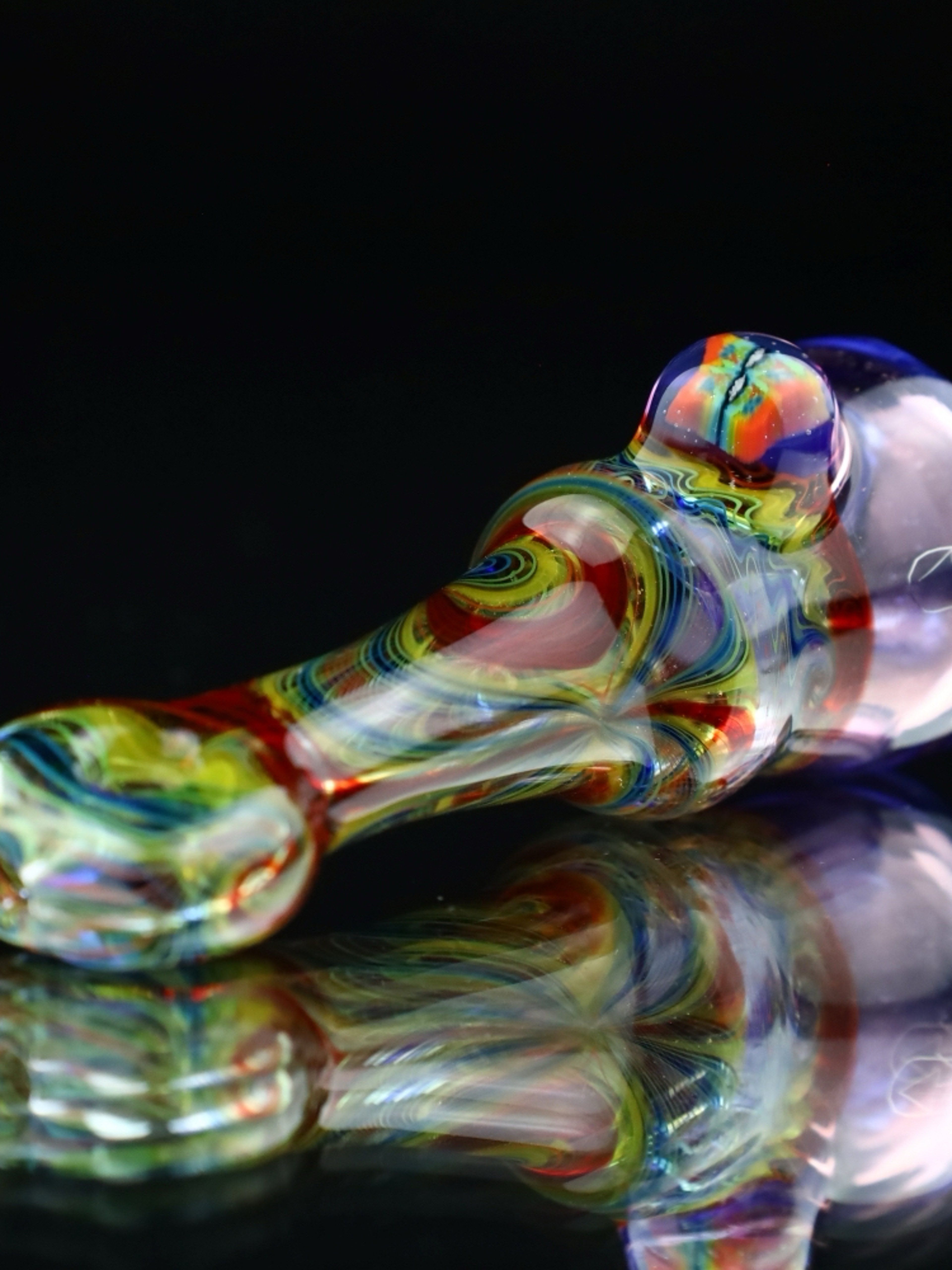 Preview pic of Cowboy Glass UV Rainbow & Blue Faceted Onie