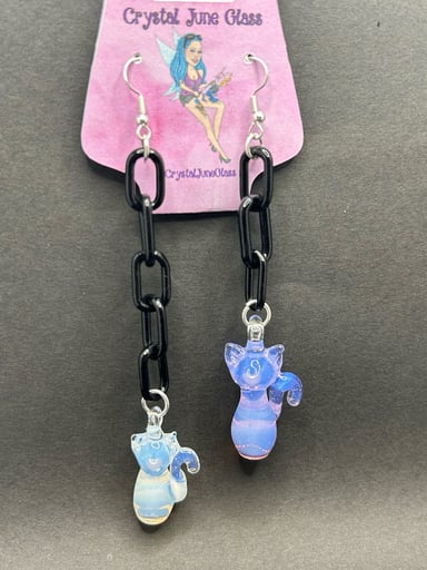 Preview pic of Asymmetrical Kitty Chain Earrings
