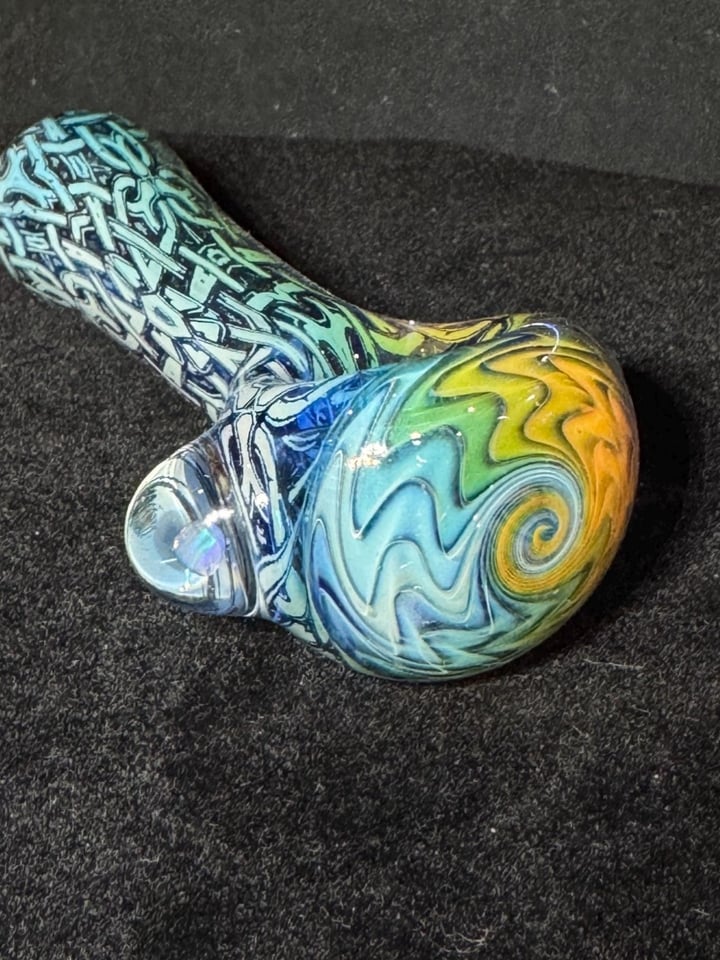 HefeGlass Fume Weaved Etch Pattern Glass Spoon Pipe Coloring Changing ...