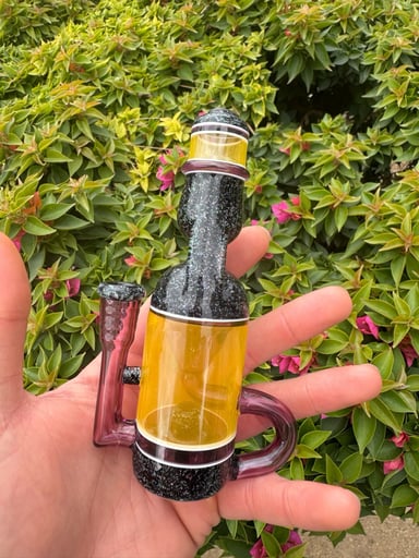 Preview pic of Jack blew glass mini ramunecycler bottle crushed opal