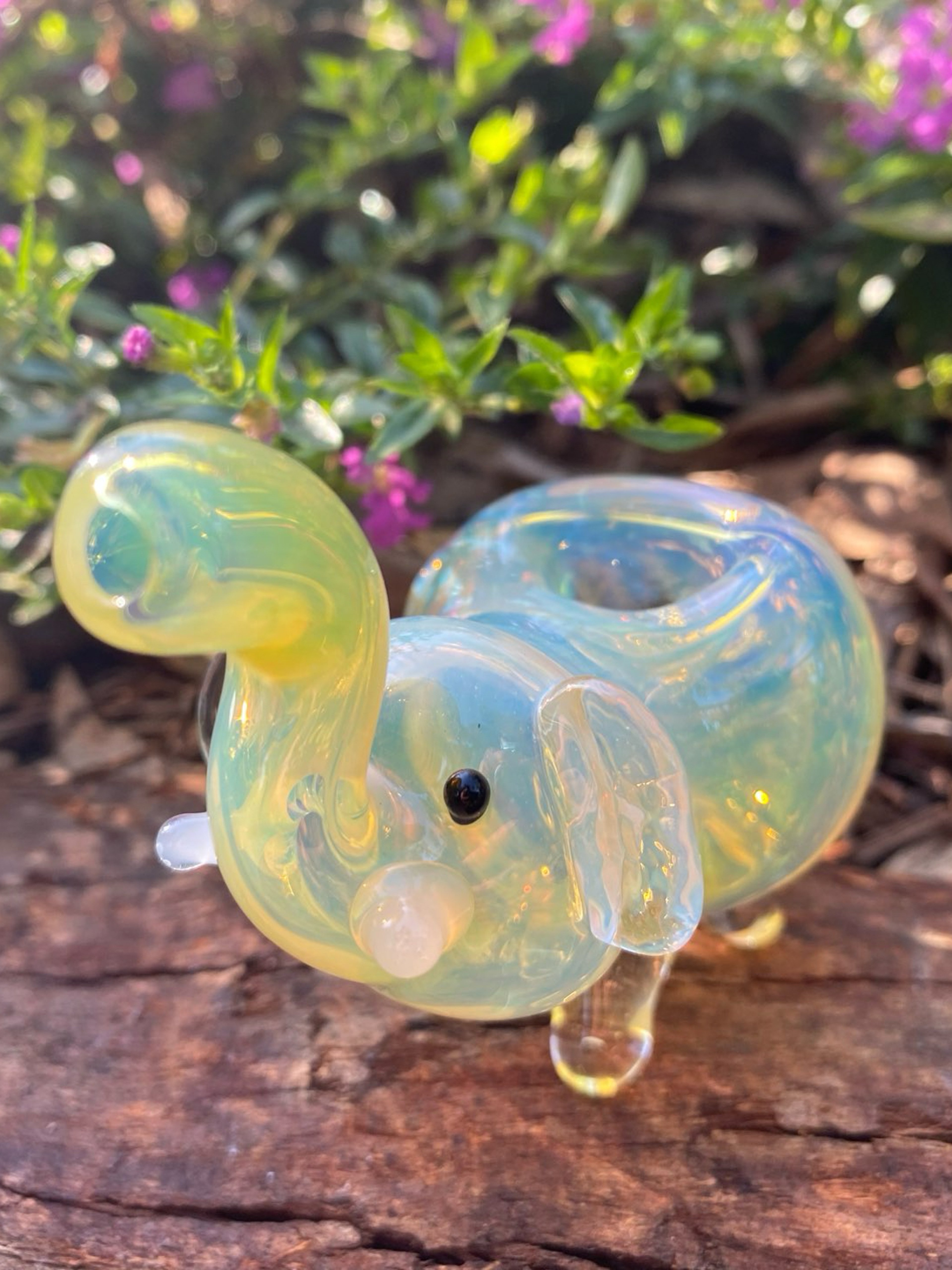 Preview pic of ELEPHANT GLASS PIPE silver fumed (handmade)