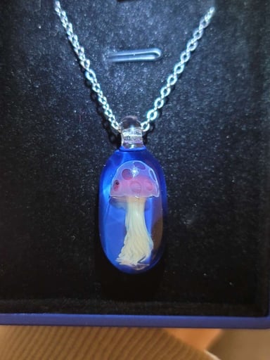 Preview pic of Encased Jellyfish Pendant with Blue Backing