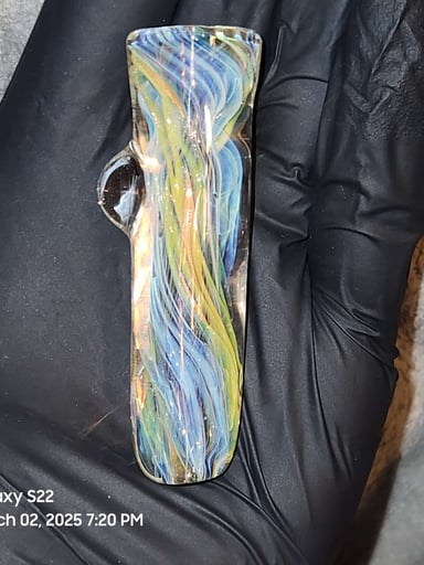 Preview pic of Silver and gold fume spiral chillum/ one hitter/ 1 E