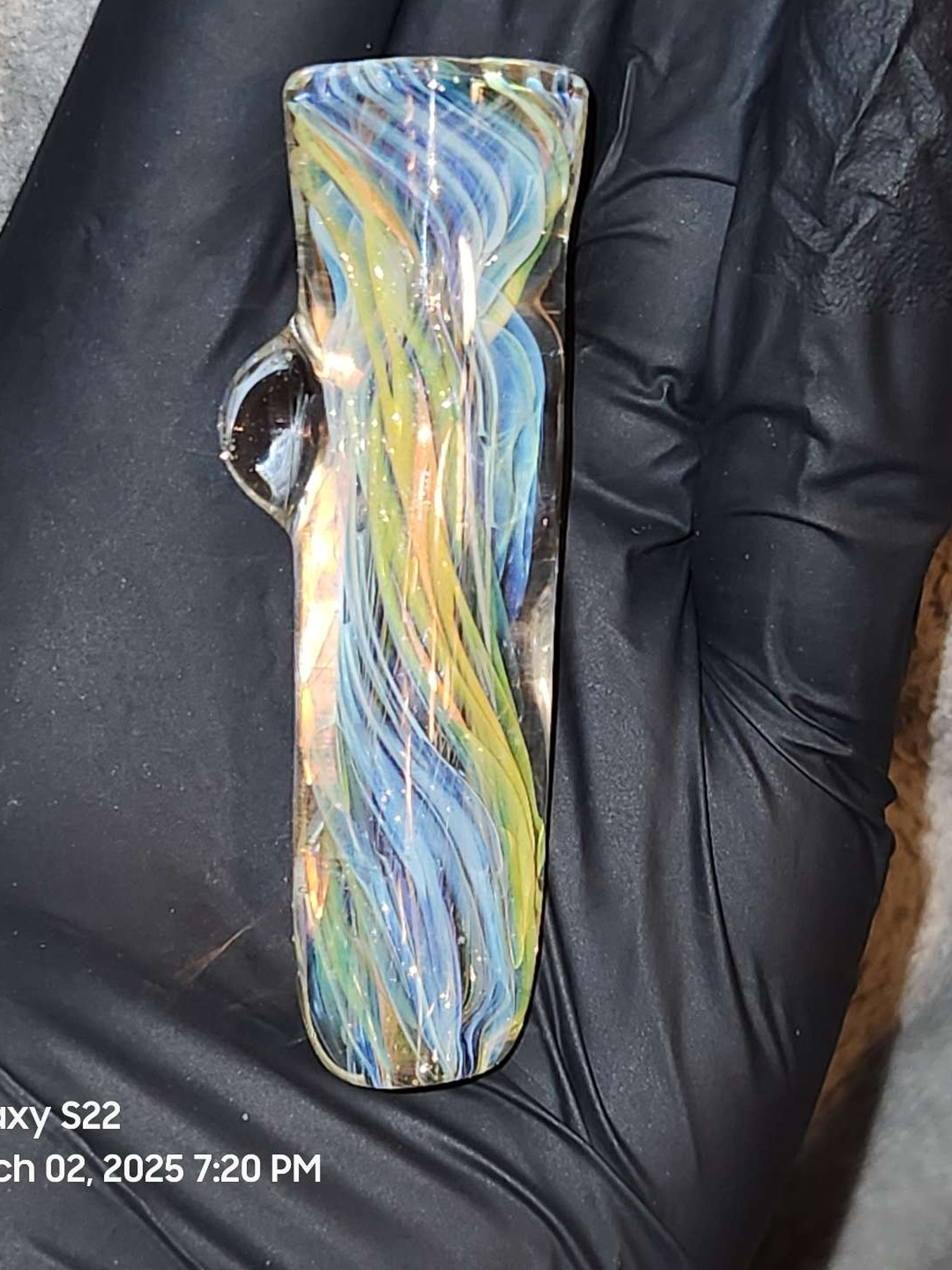 Preview pic of Silver and gold fume spiral chillum/ one hitter/ 1 E