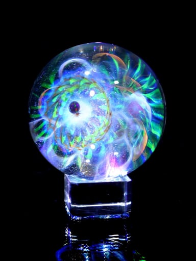 Preview pic of Kenan Tiemeyer - "Light Lotus" - 78mm/3.05" UV Reactive Borosilicate Marble