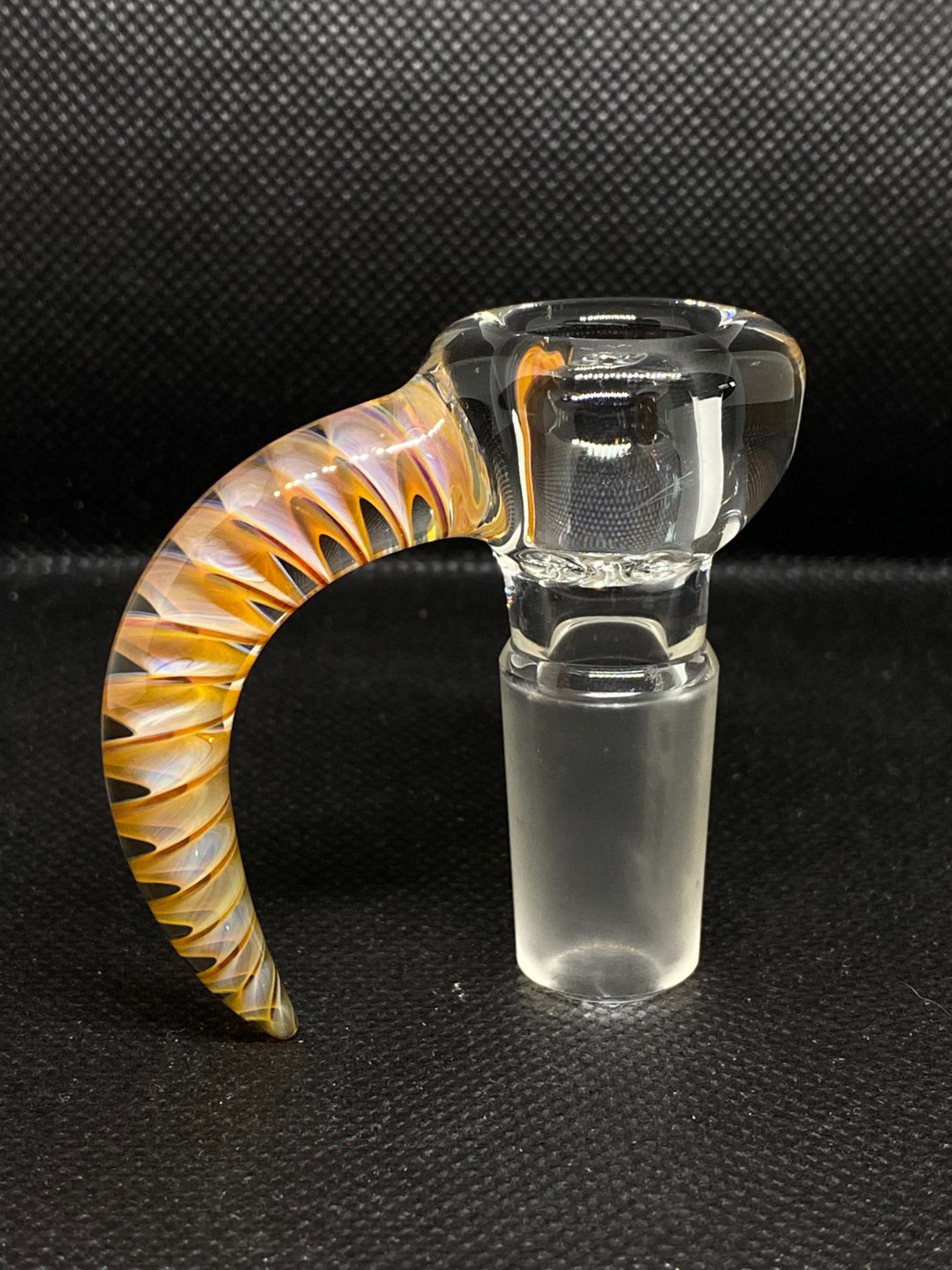 Preview pic of Gorgeous Amber Purple Sov Spiral Horn. Perfect label placement.